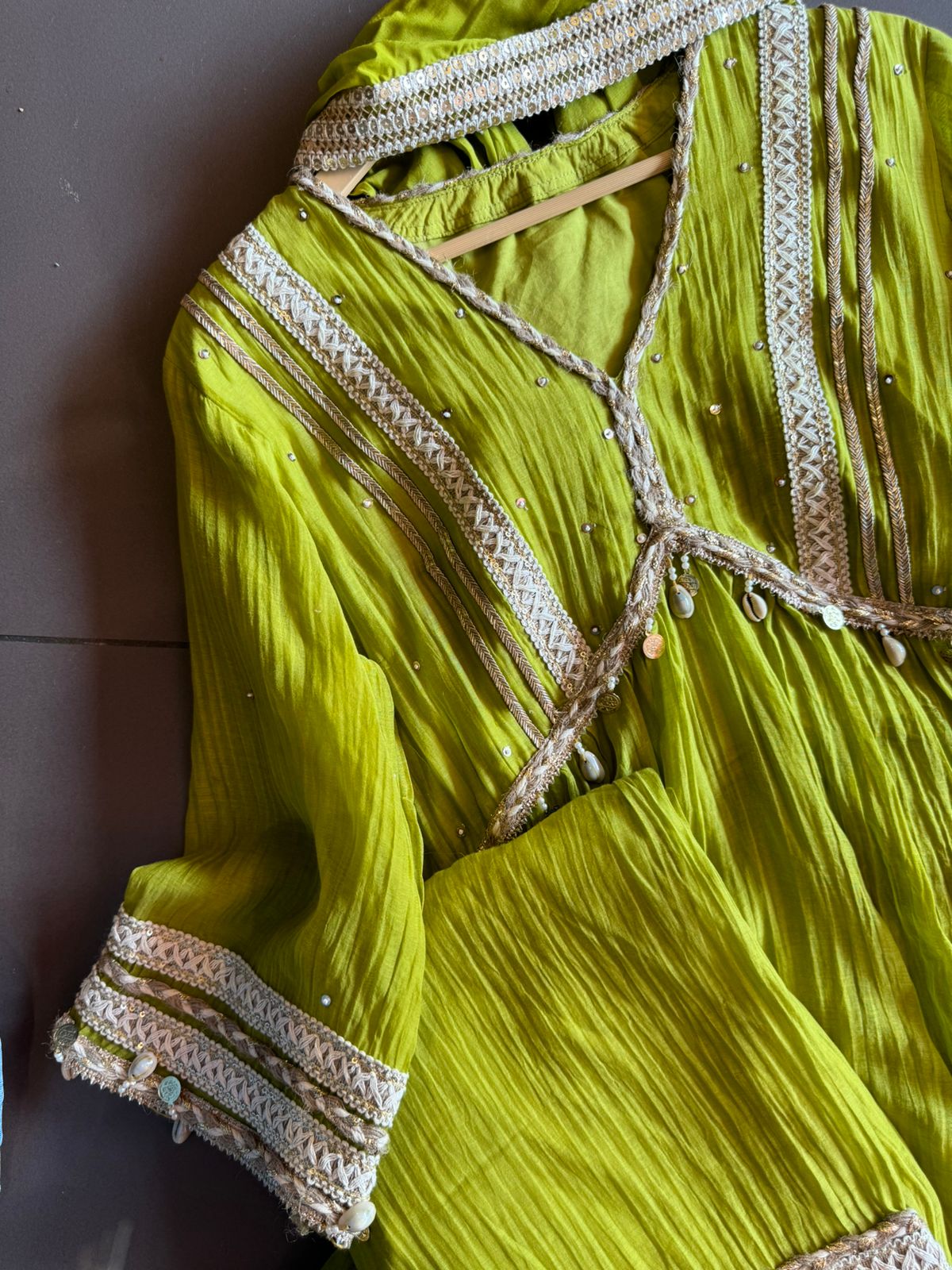 Pure mul chanderi Fabric used with jute laces