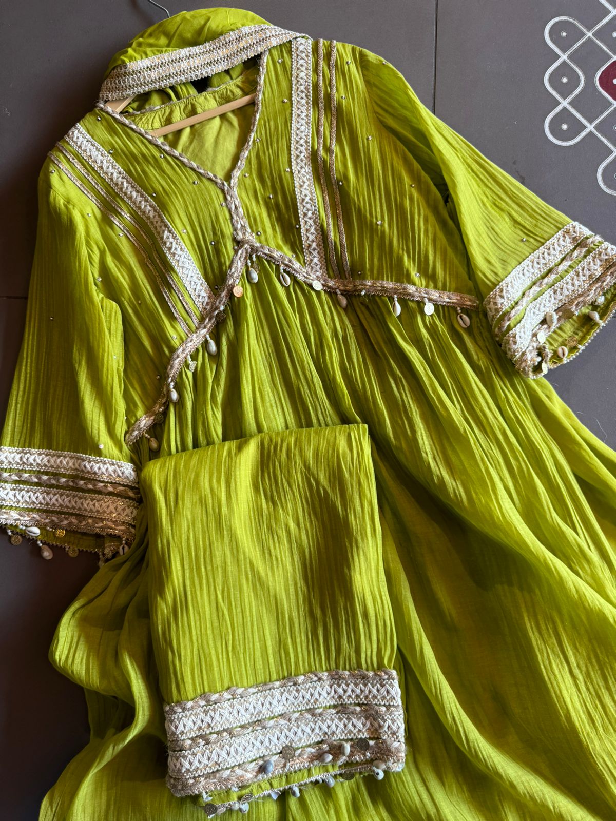 Pure mul chanderi Fabric used with jute laces