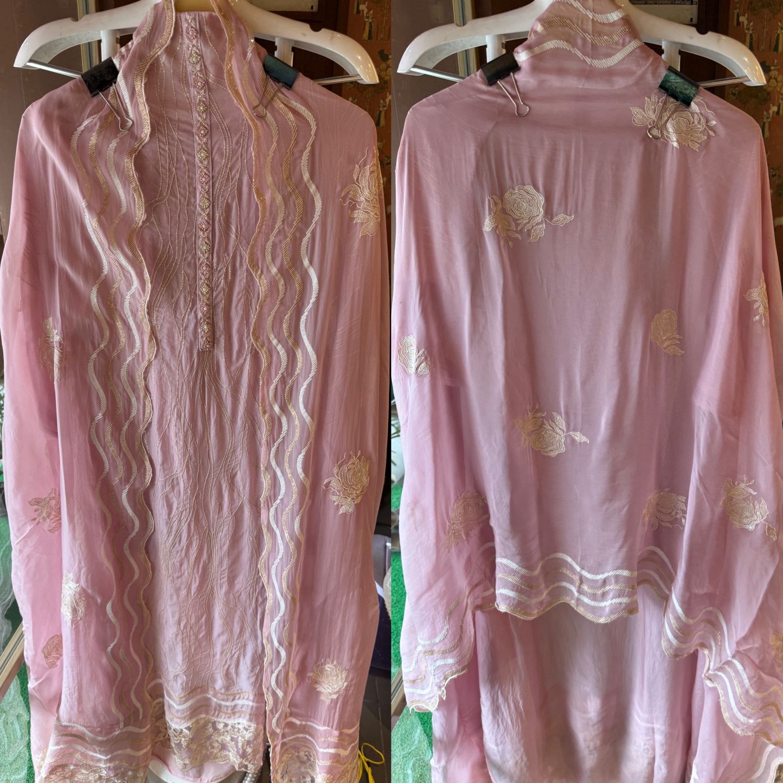 Soft organza Unstitched shirt with thread