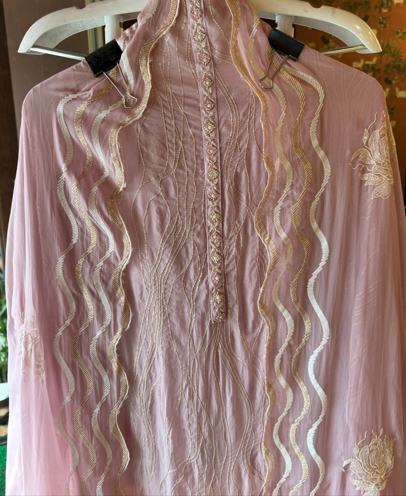 Soft organza Unstitched shirt with thread