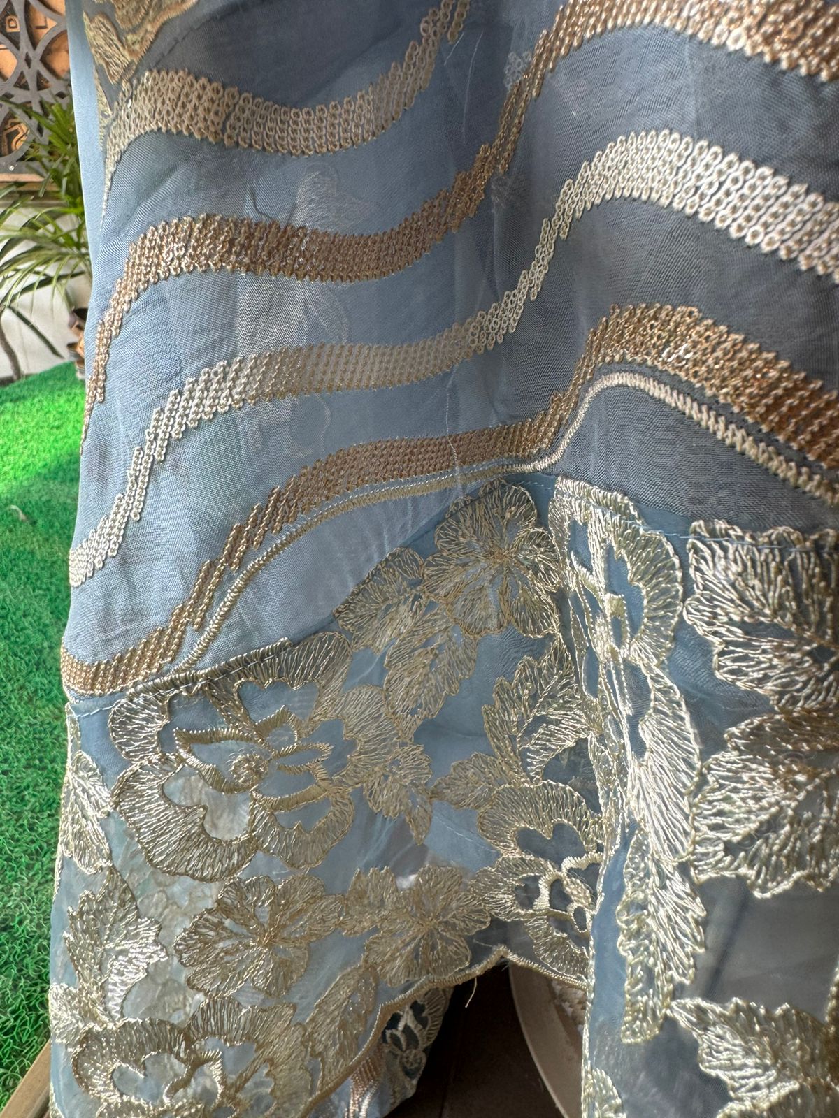 Soft organza Unstitched shirt with thread