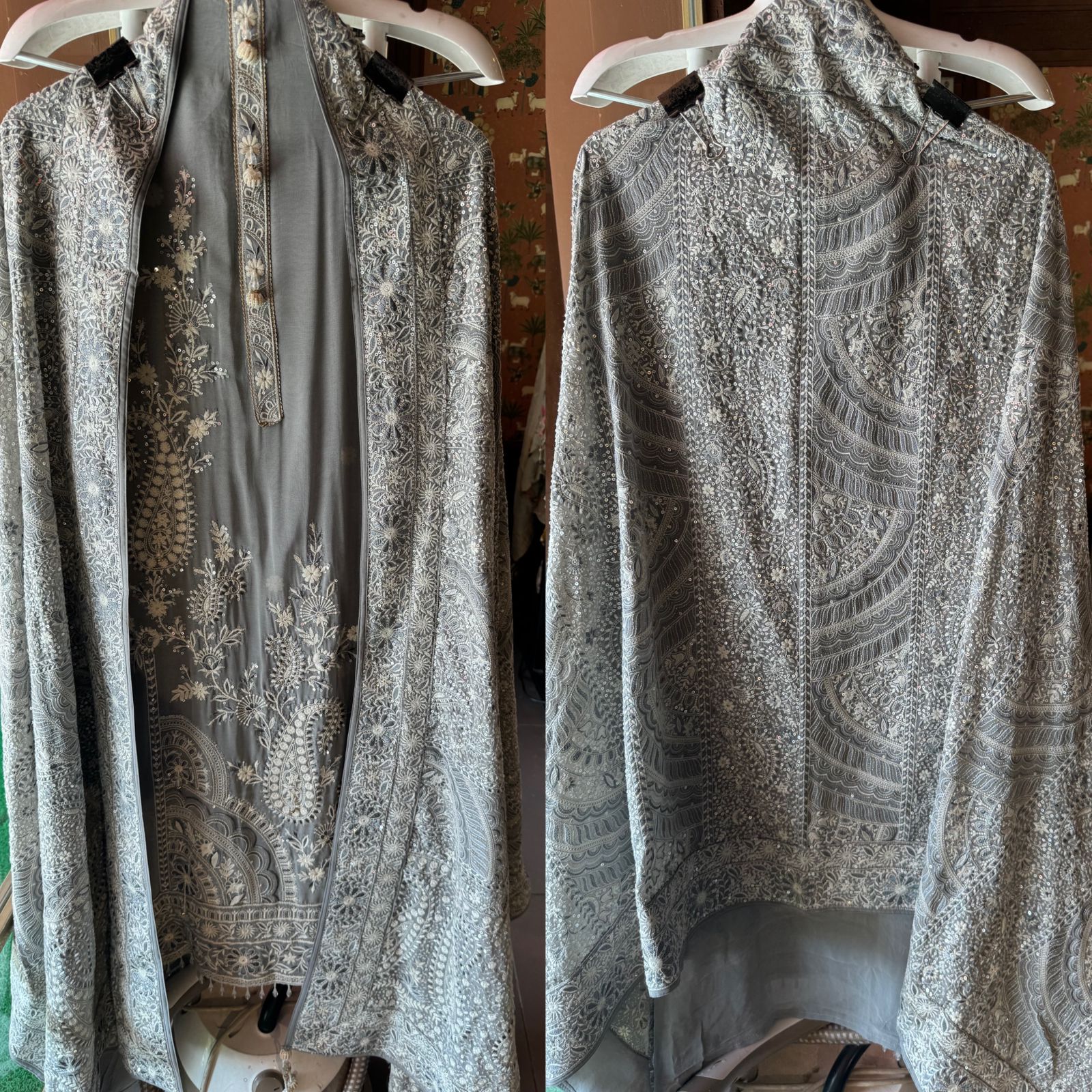 Pure Georgette Unstitched Shirt with thread embroidered