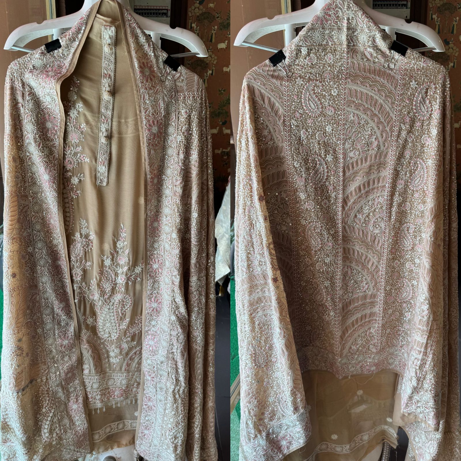 Pure Georgette Unstitched Shirt with thread embroidered