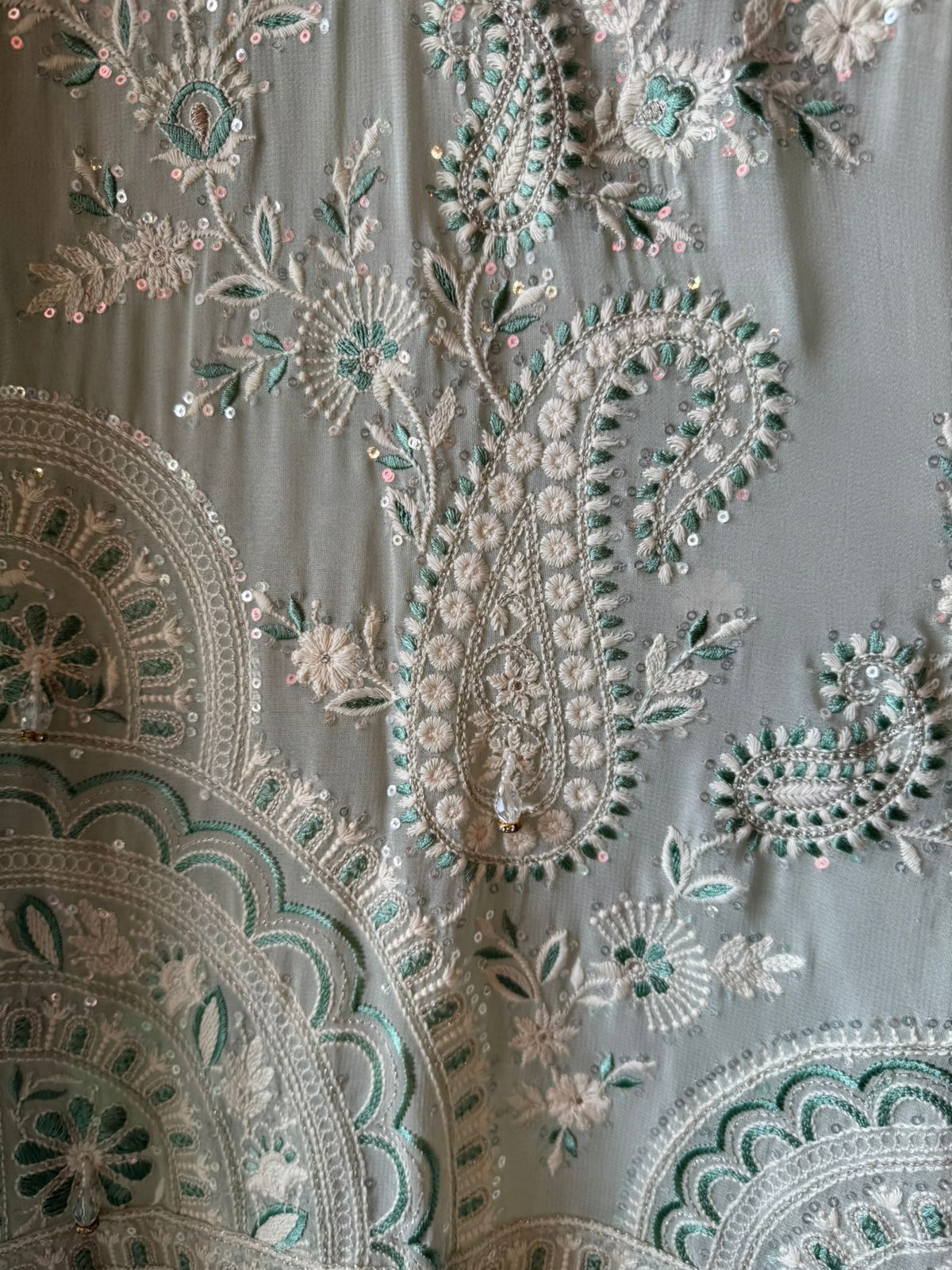 Pure Georgette Unstitched Shirt with thread embroidered