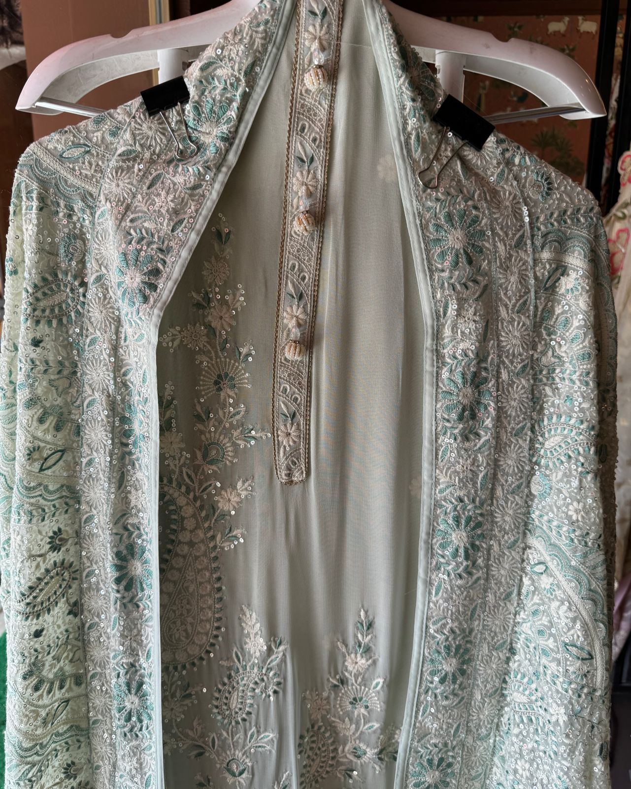 Pure Georgette Unstitched Shirt with thread embroidered