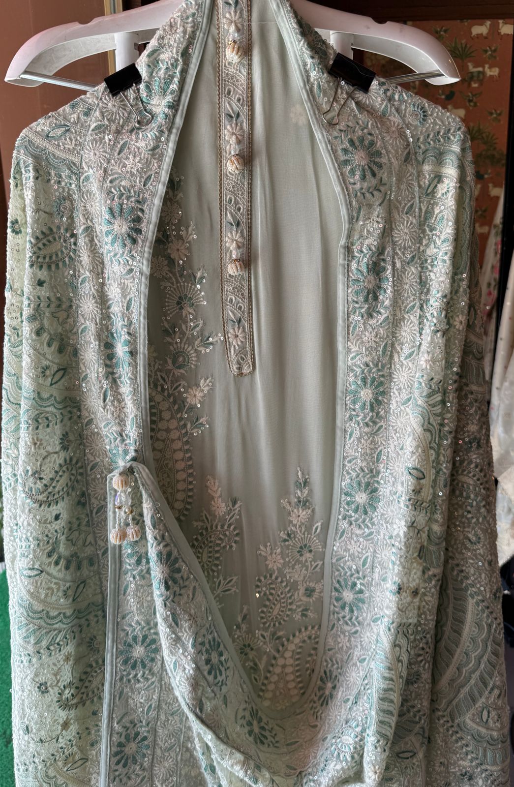 Pure Georgette Unstitched Shirt with thread embroidered
