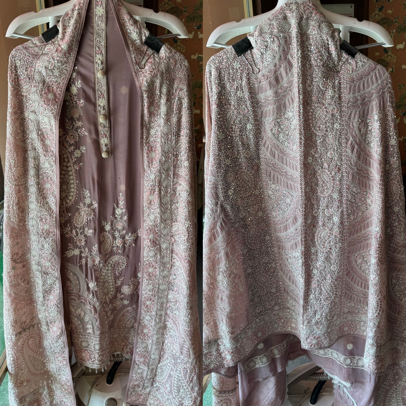 Pure Georgette Unstitched Shirt with thread embroidered