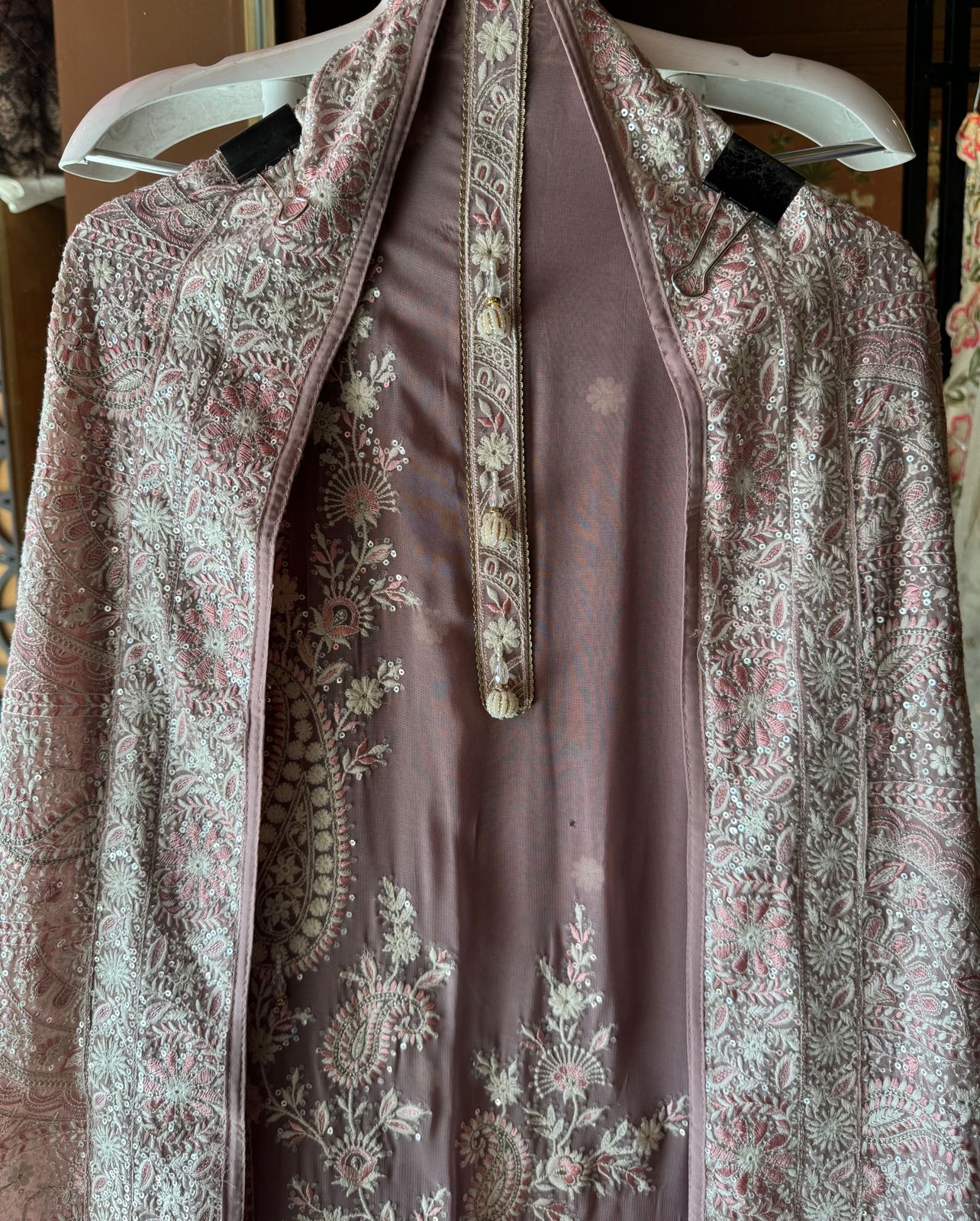 Pure Georgette Unstitched Shirt with thread embroidered