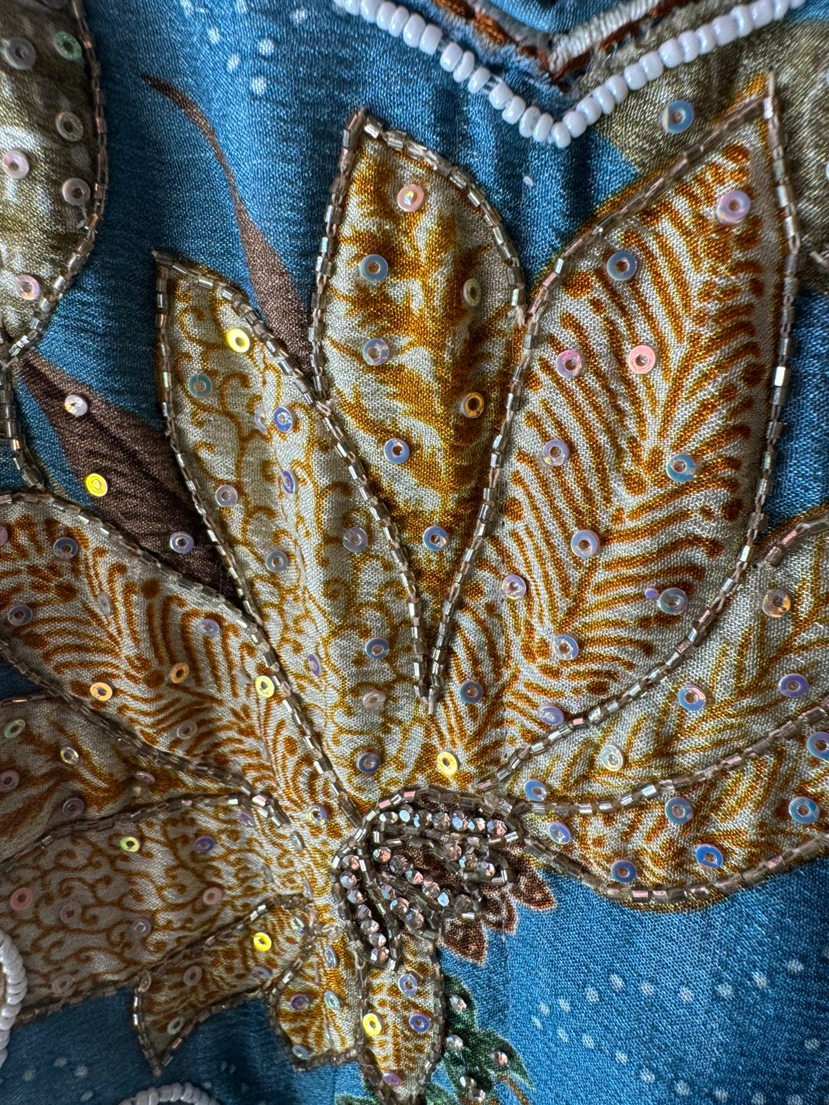 Organza Unstitched Shirt with beautiful Handwork