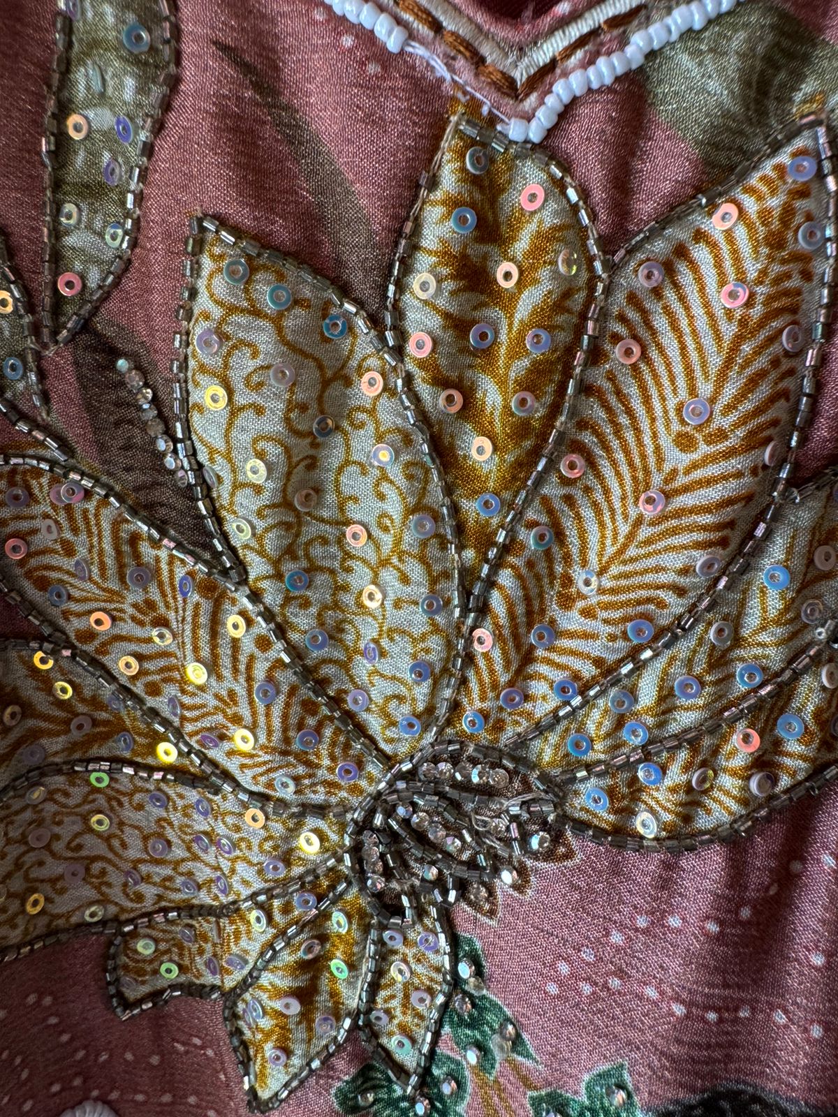 Organza Unstitched Shirt with beautiful Handwork