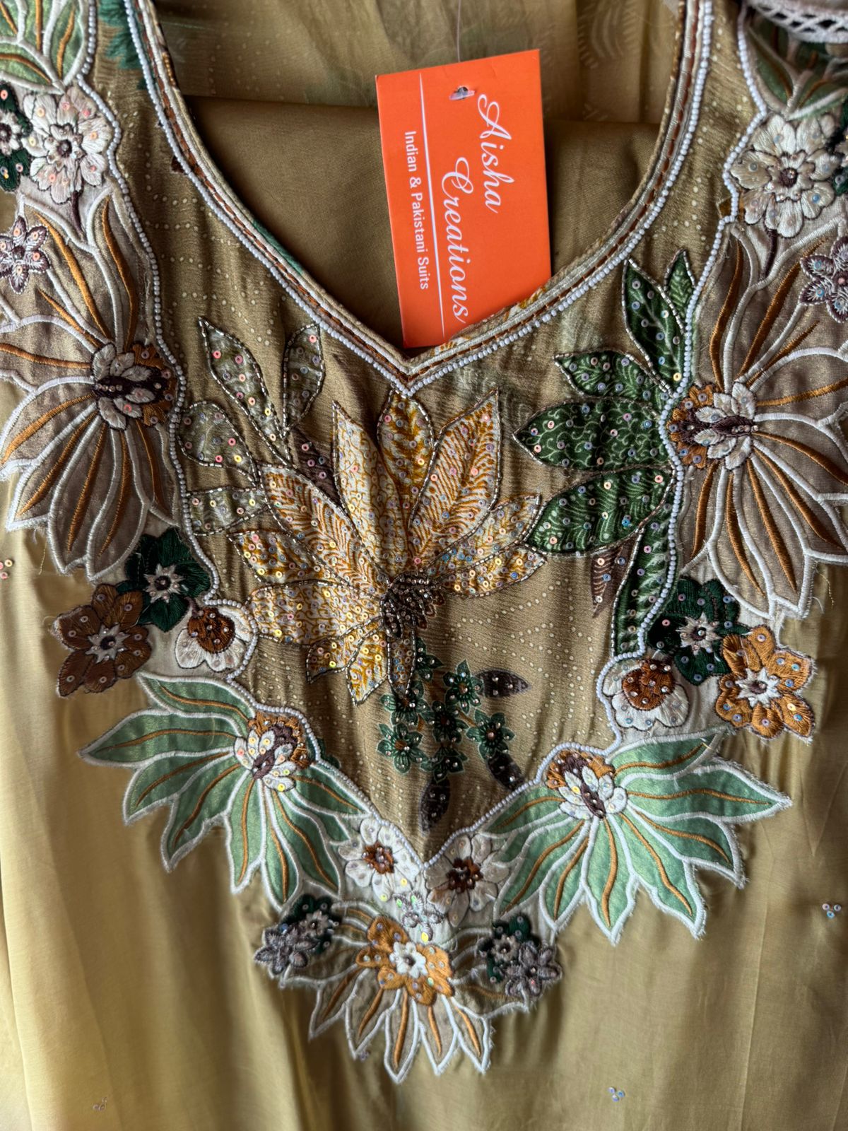 Organza Unstitched Shirt with beautiful Handwork