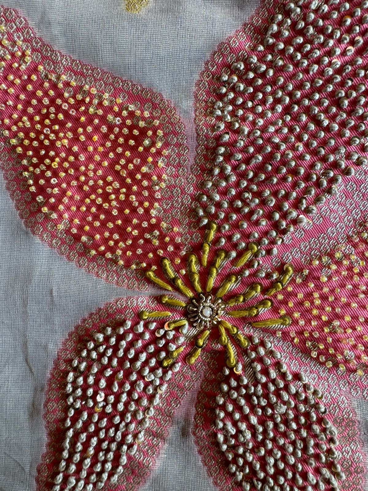 Soft tissue Unstitched Shirt with Beautofil floral Embroideted