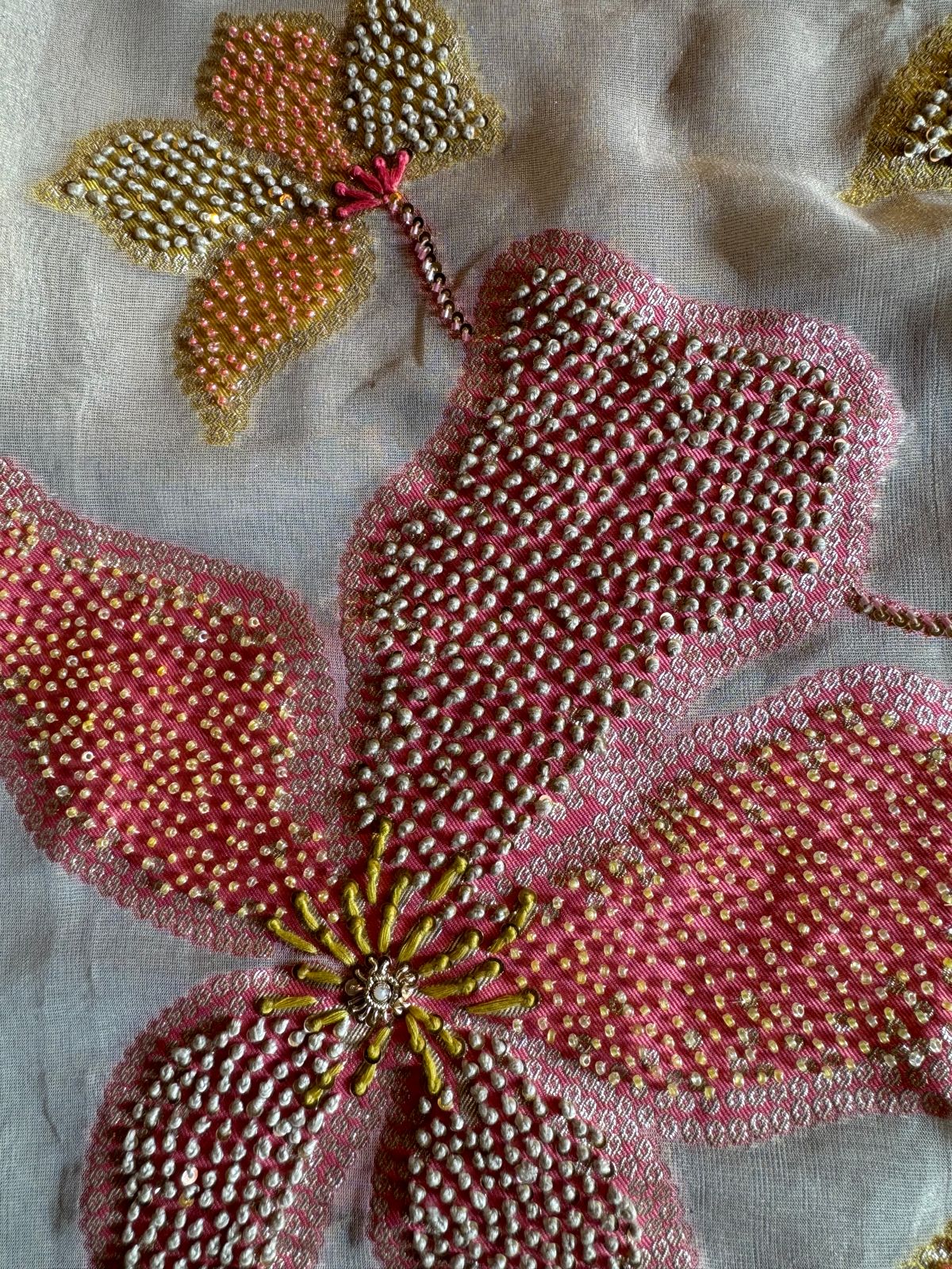 Soft tissue Unstitched Shirt with Beautofil floral Embroideted