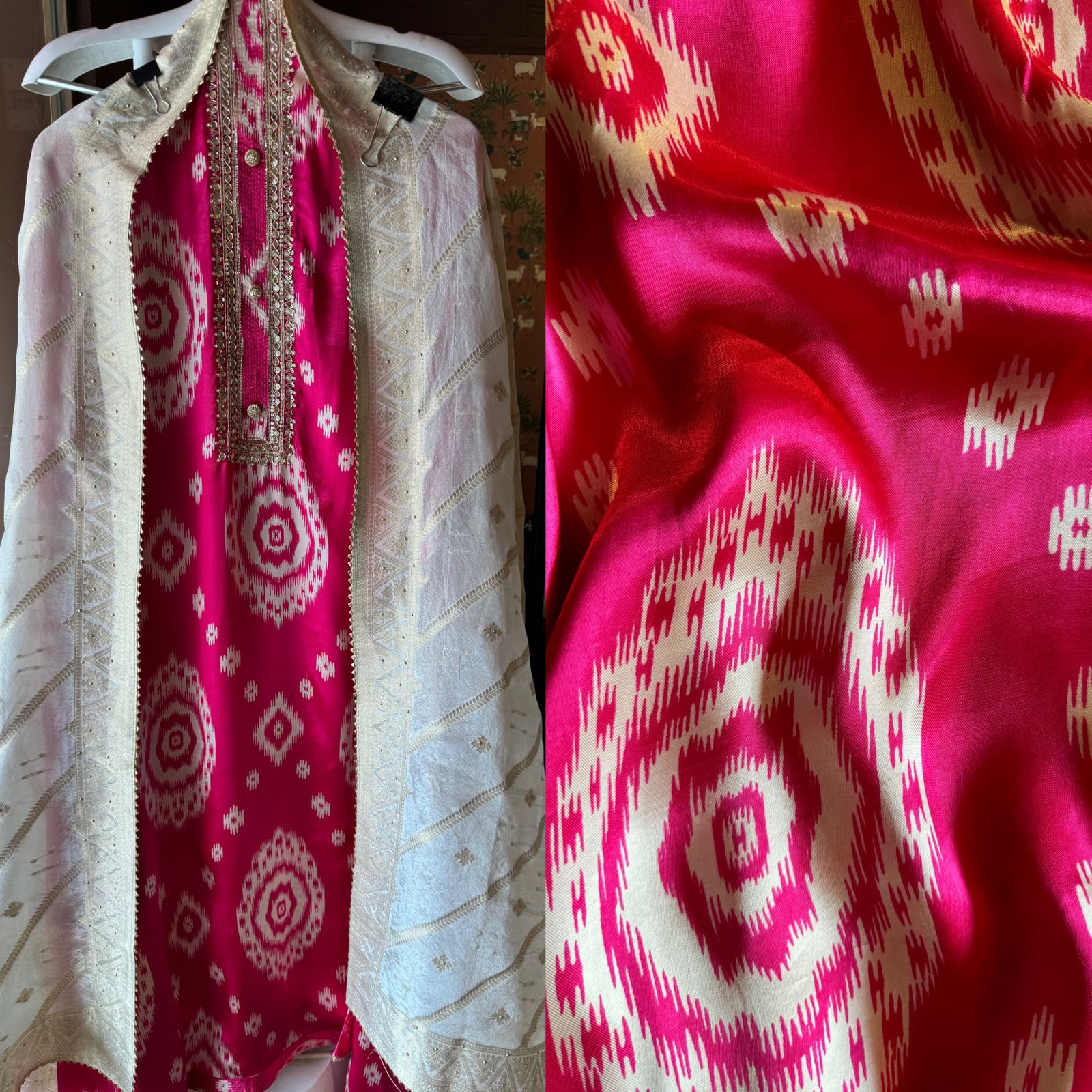 Pure Gajji silk Suits with Ikkat print