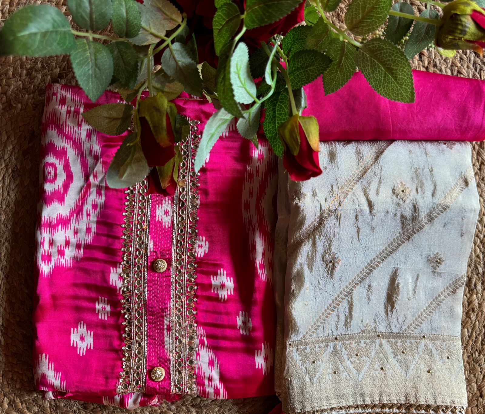 Pure Gajji silk Suits with Ikkat print