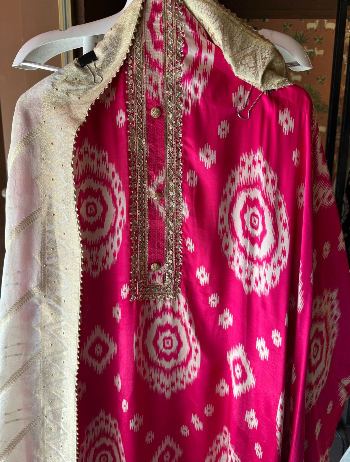 Pure Gajji silk Suits with Ikkat print