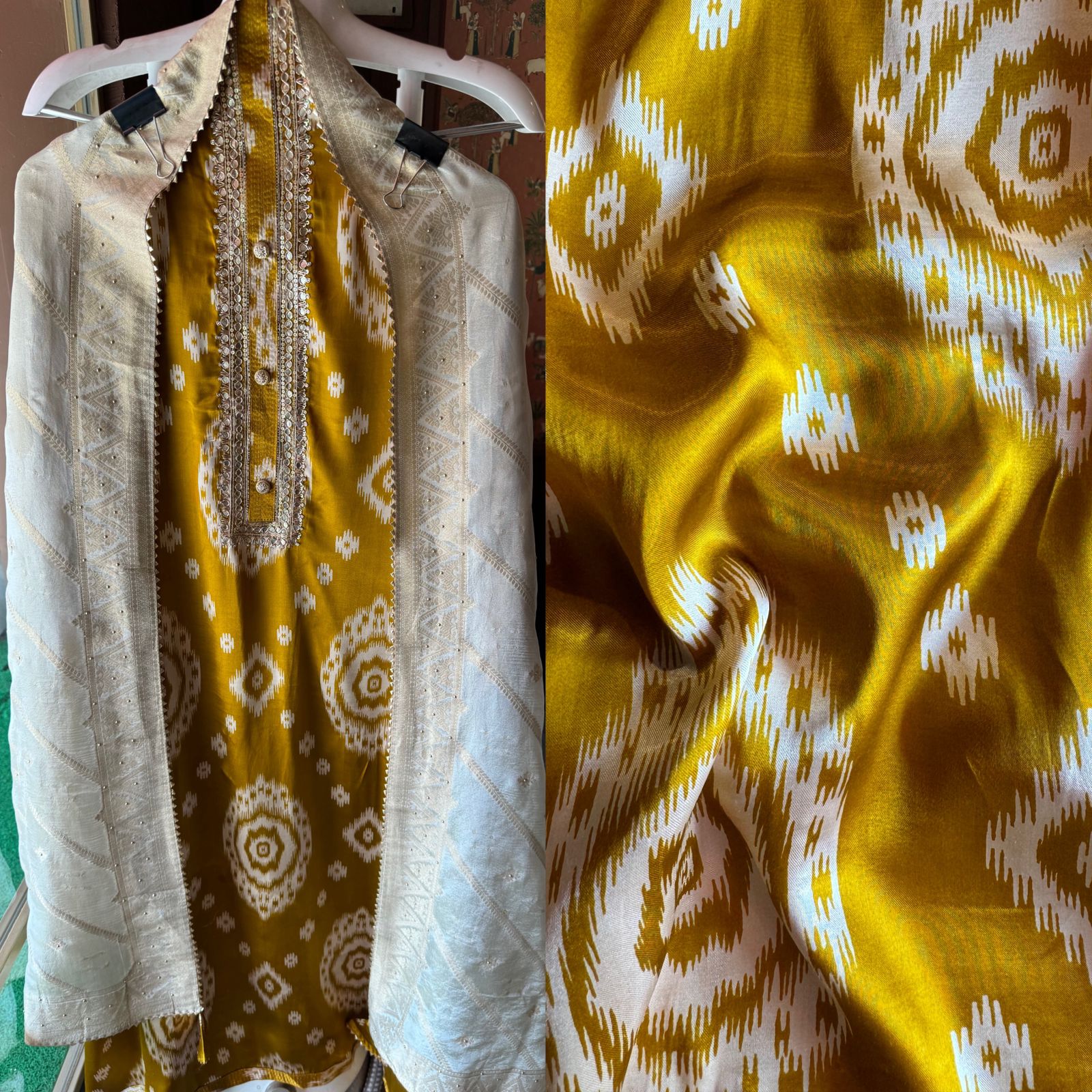 Pure Gajji silk Suits with Ikkat print