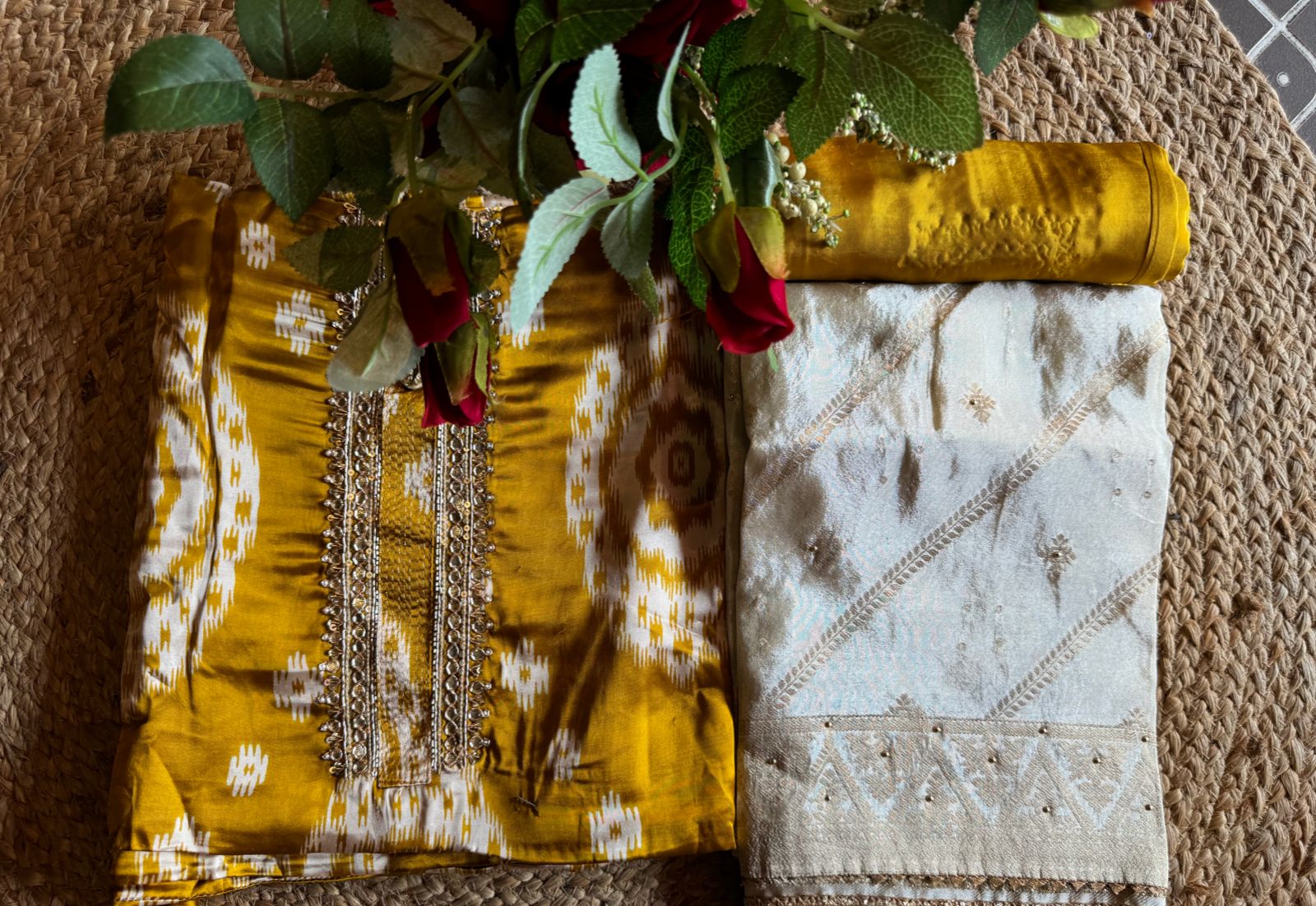 Pure Gajji silk Suits with Ikkat print