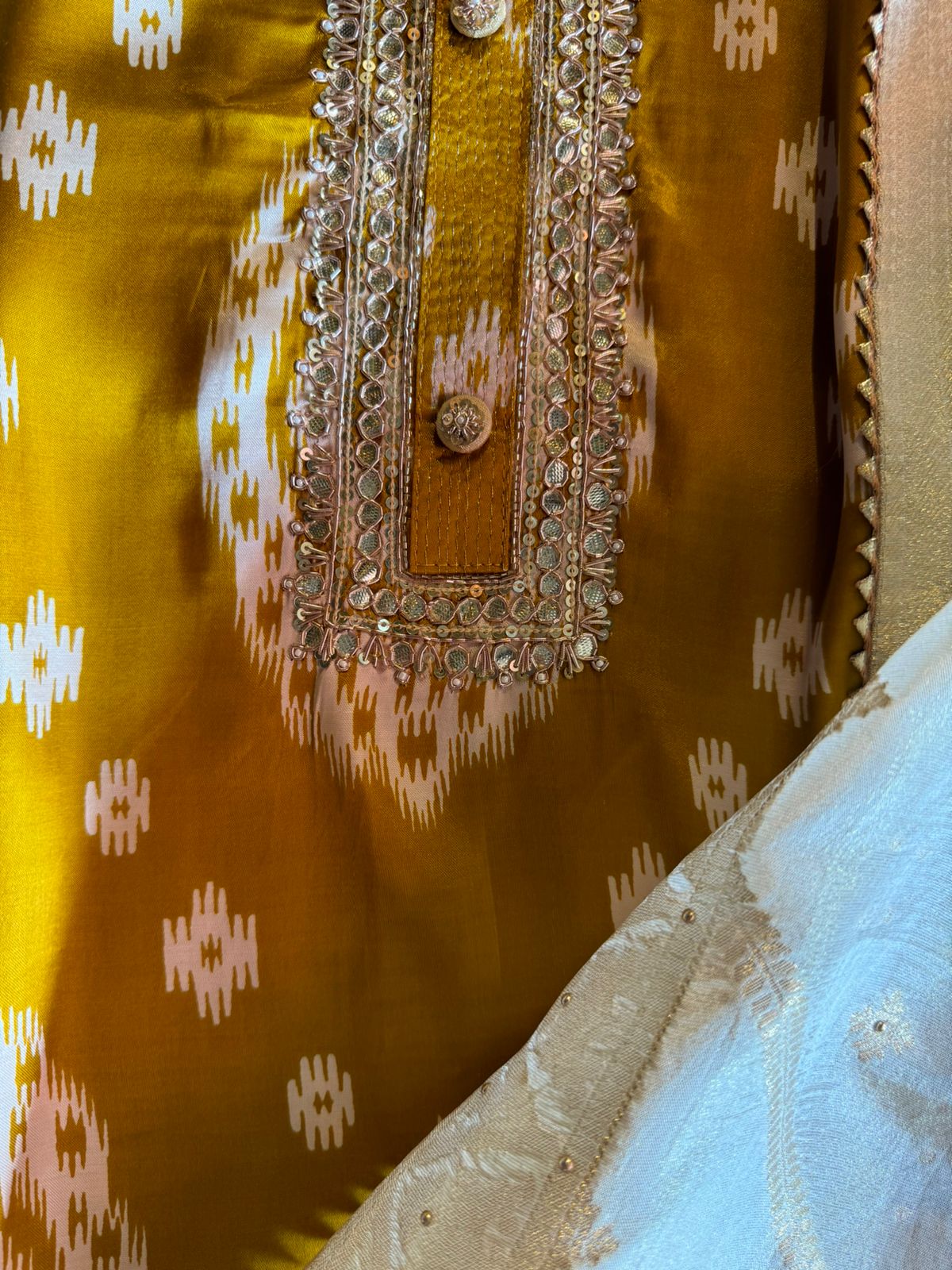 Pure Gajji silk Suits with Ikkat print