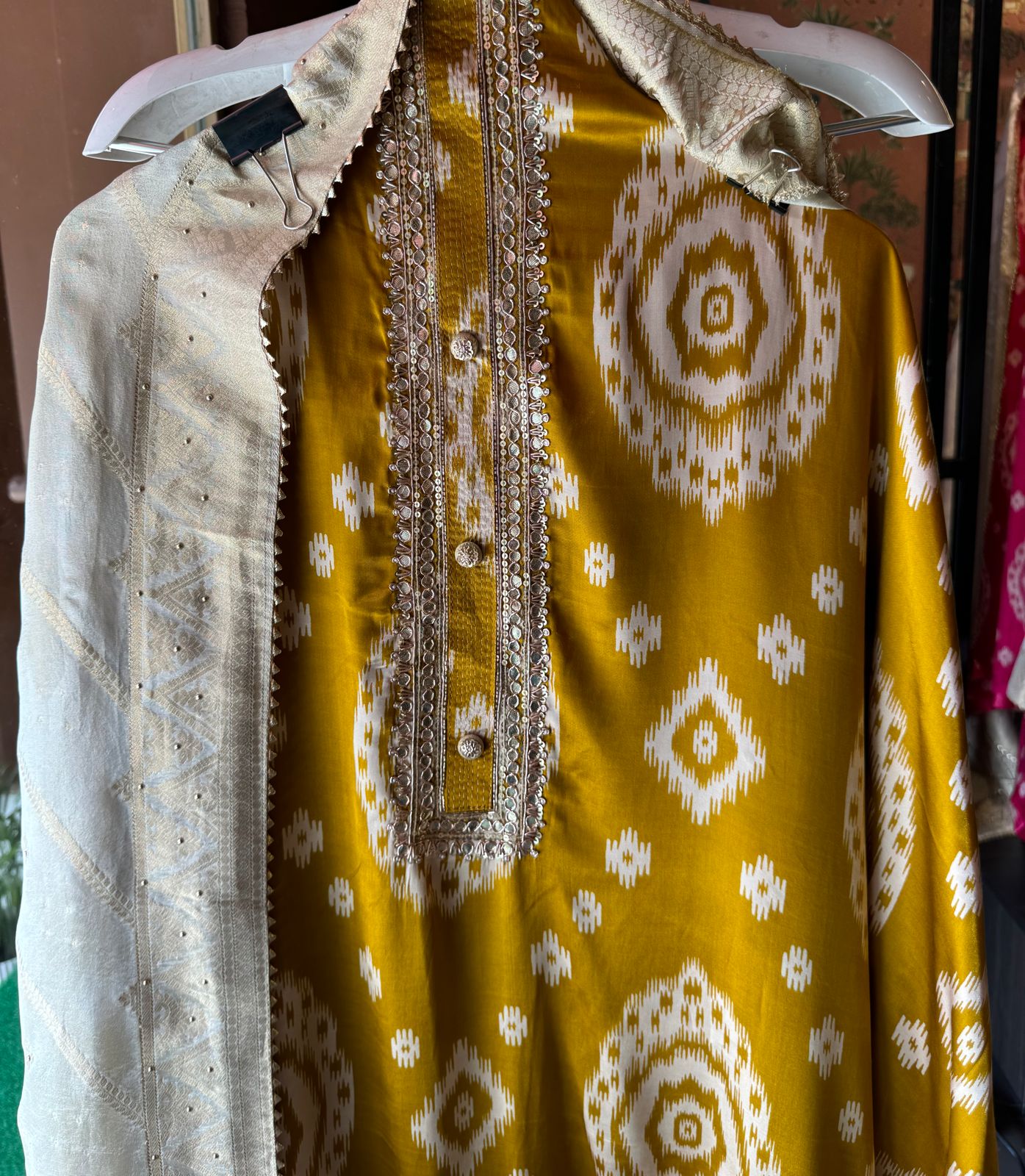 Pure Gajji silk Suits with Ikkat print