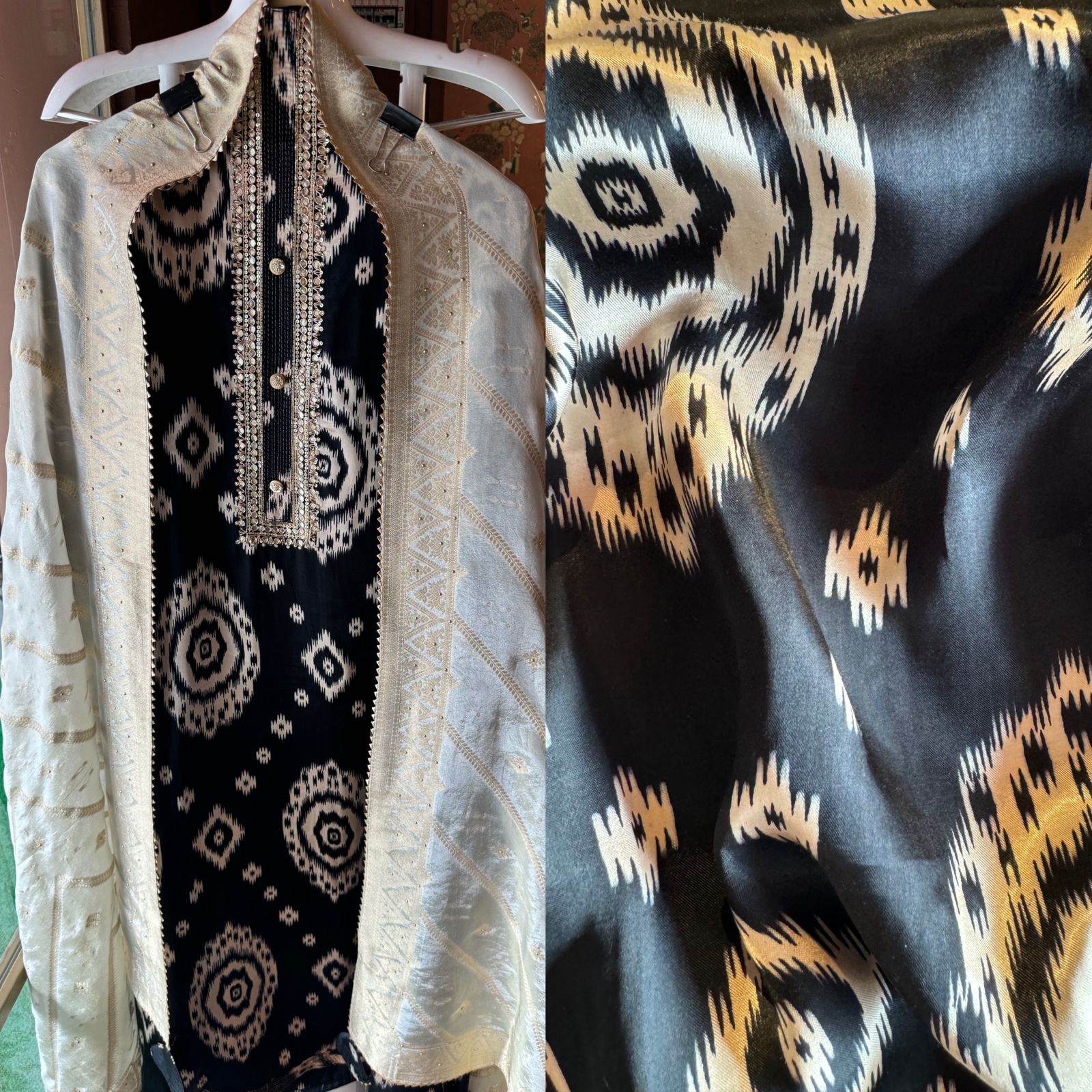 Pure Gajji silk Suits with Ikkat print