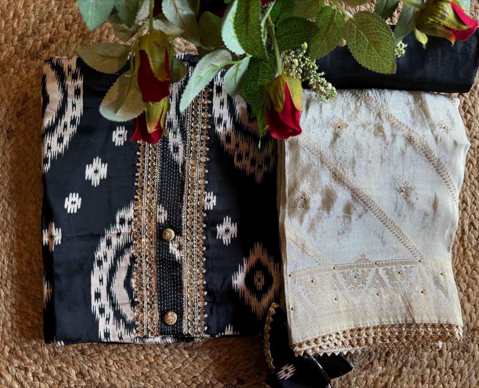 Pure Gajji silk Suits with Ikkat print