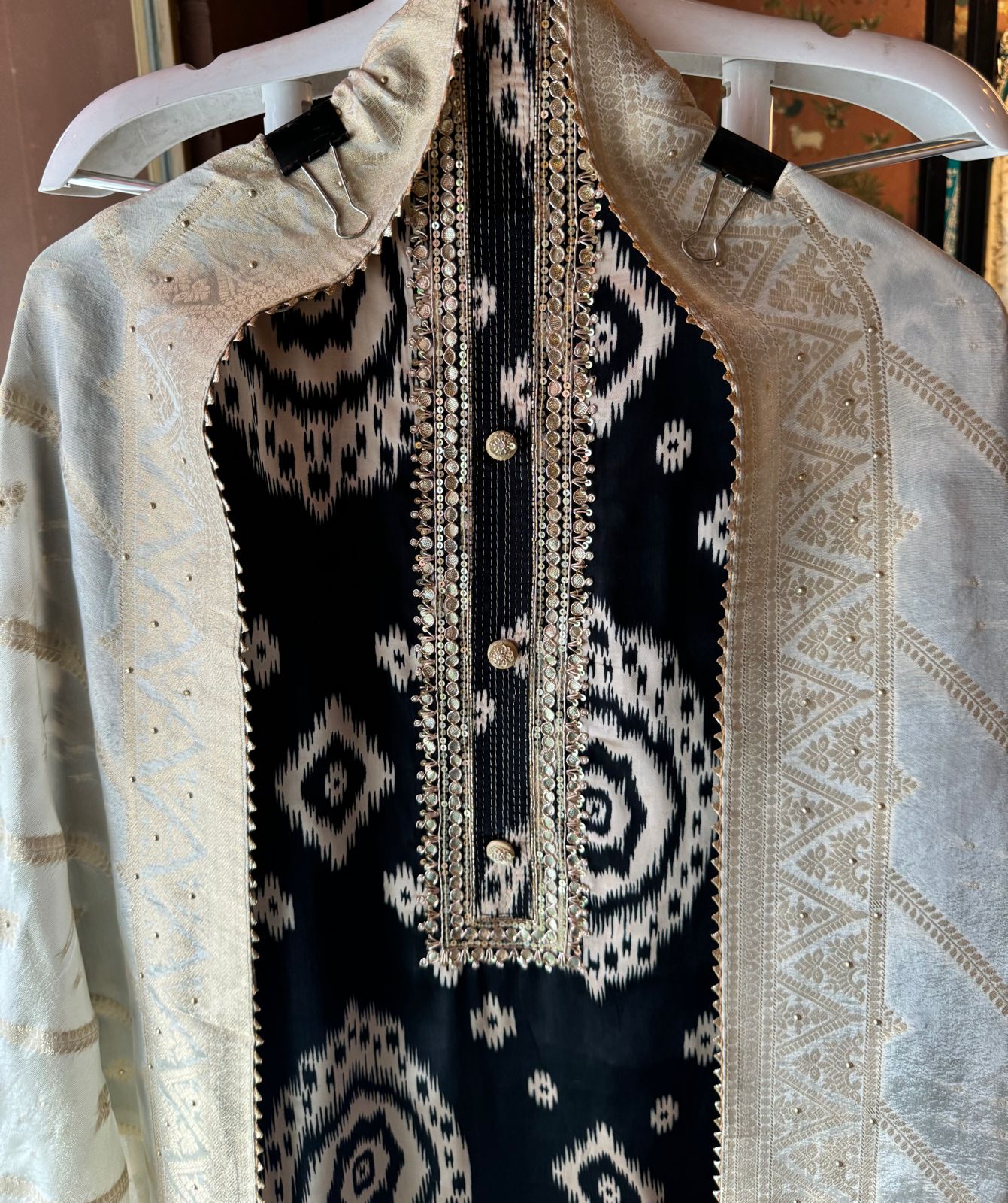 Pure Gajji silk Suits with Ikkat print