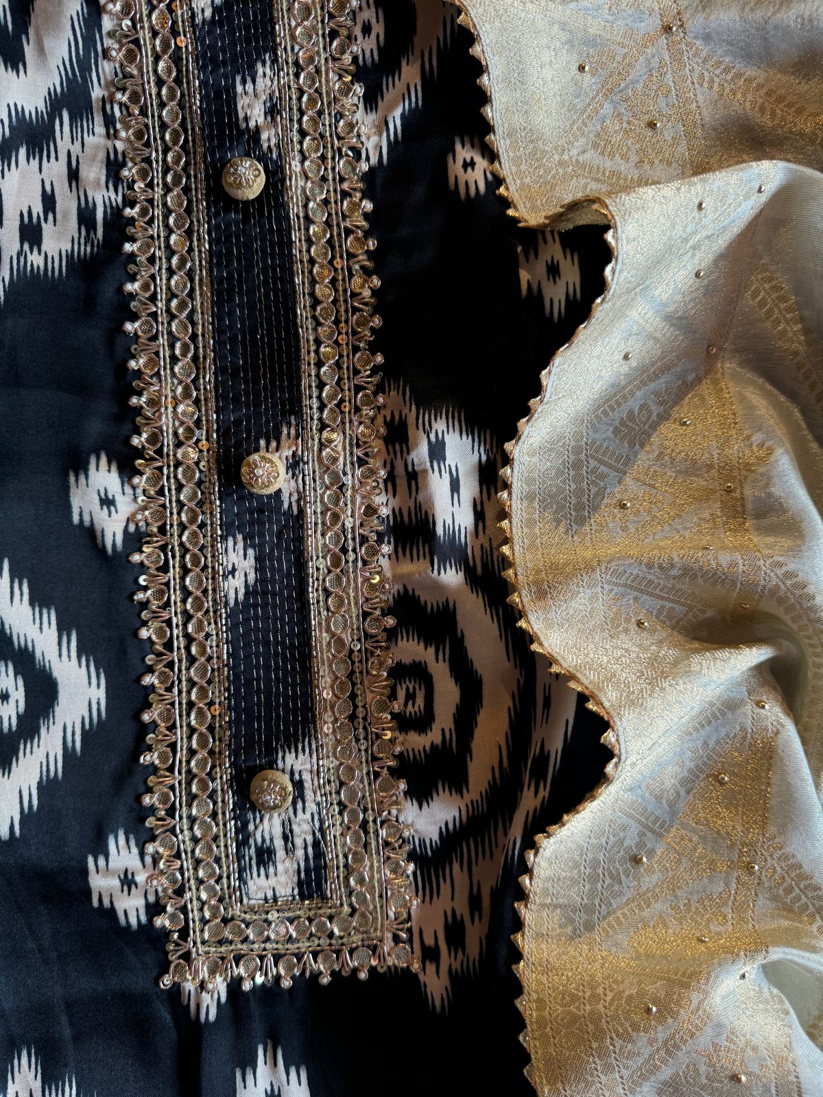 Pure Gajji silk Suits with Ikkat print