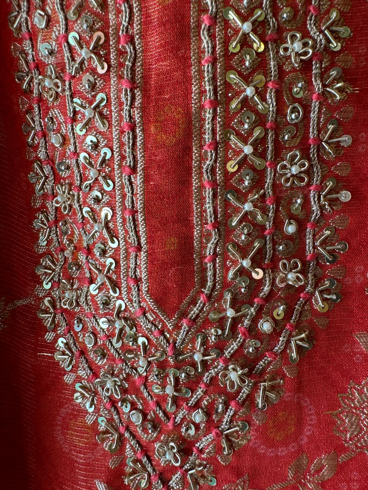 Digital printed tissue unstitched suit with banarsi Jaal