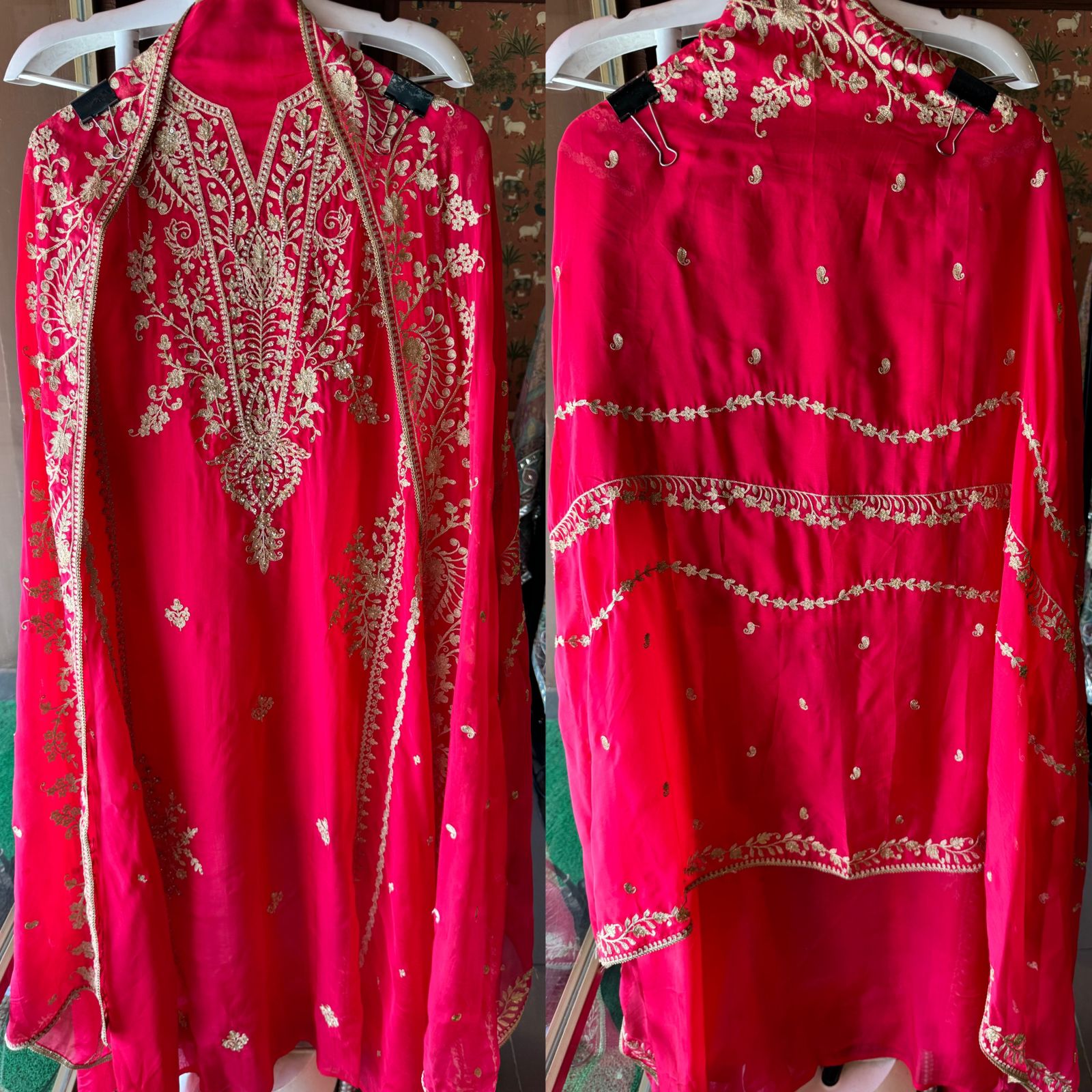 Soft organza Unstitched Suit piece with Aari work