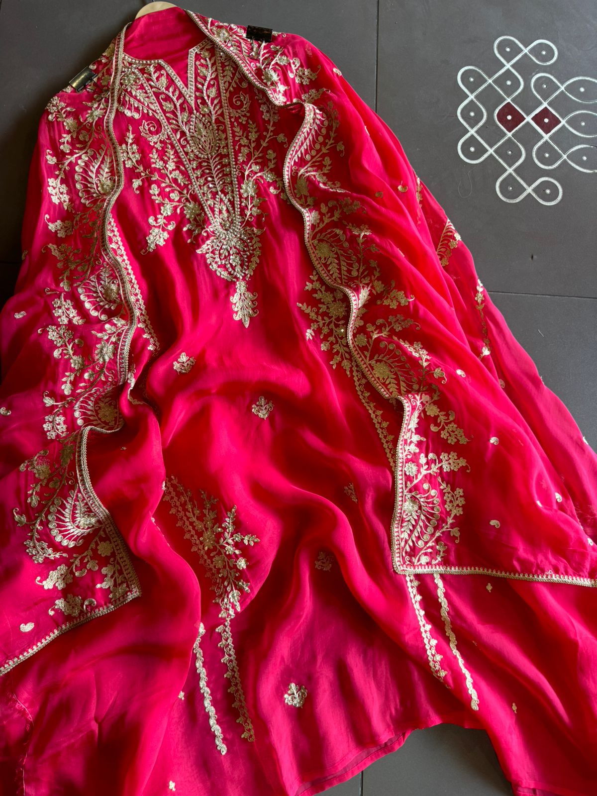 Soft organza Unstitched Suit piece with Aari work