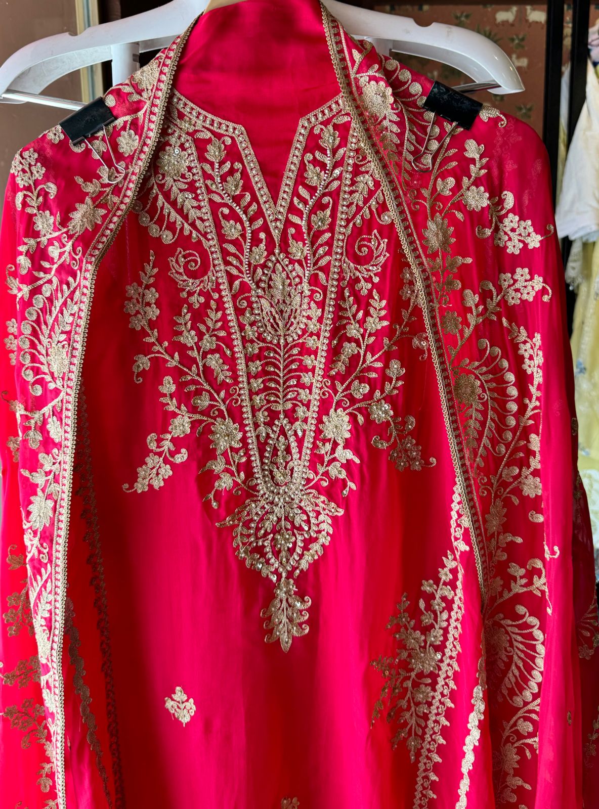 Soft organza Unstitched Suit piece with Aari work