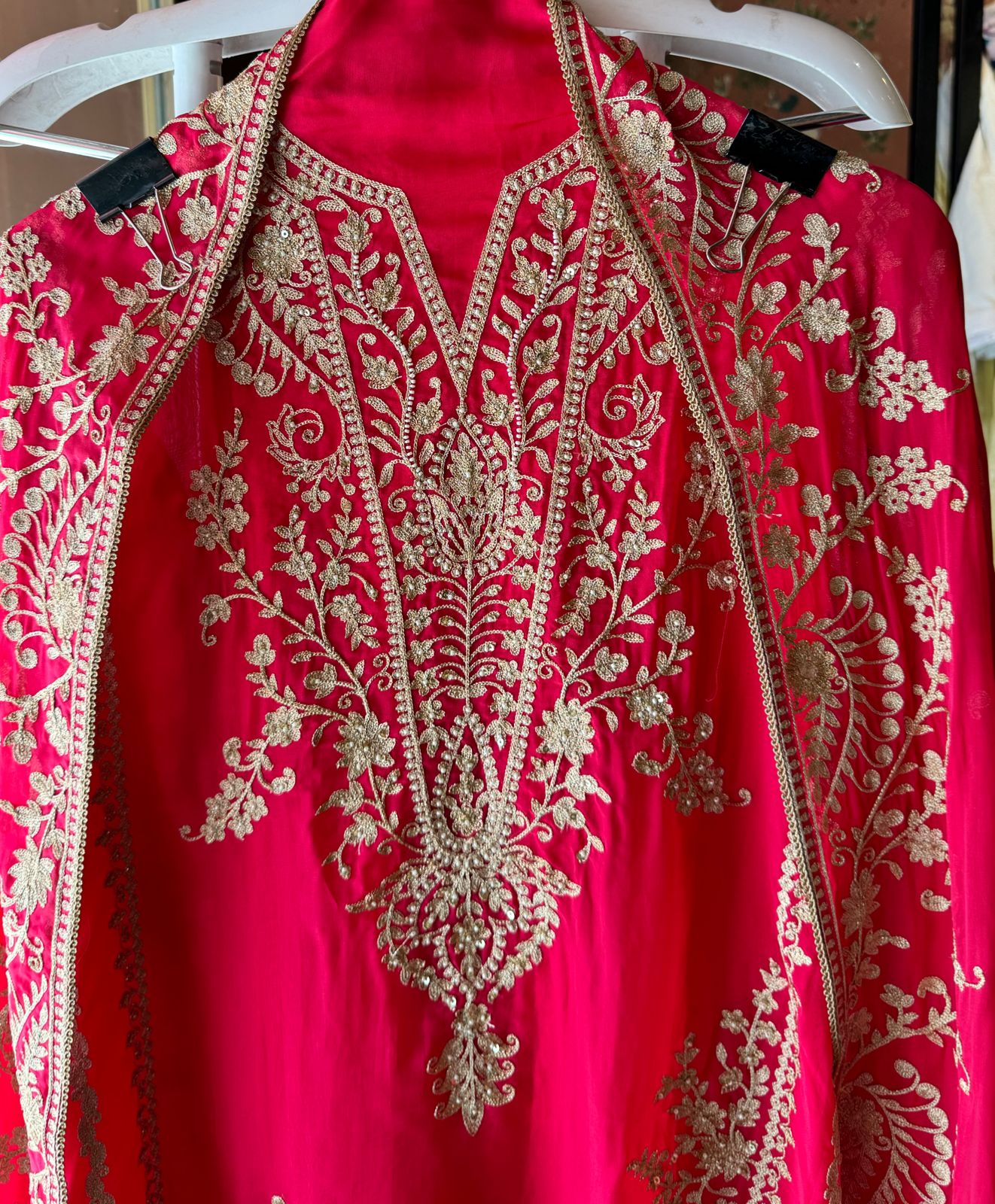 Soft organza Unstitched Suit piece with Aari work