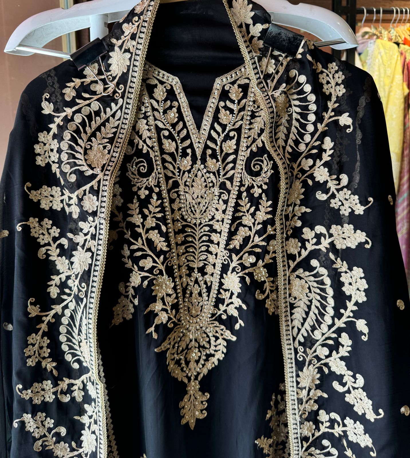 Soft organza Unstitched Suit piece with Aari work