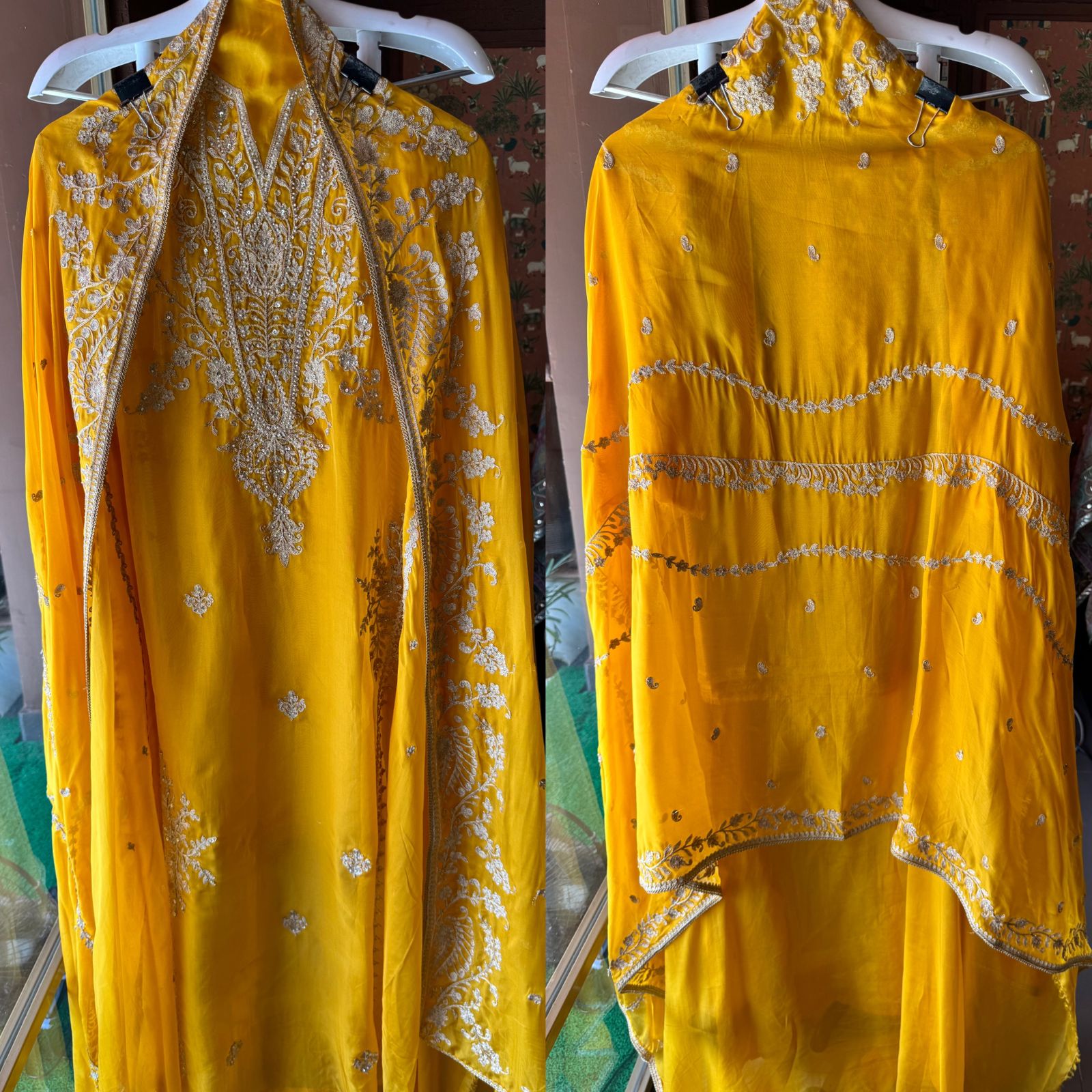 Soft organza Unstitched Suit piece with Aari work