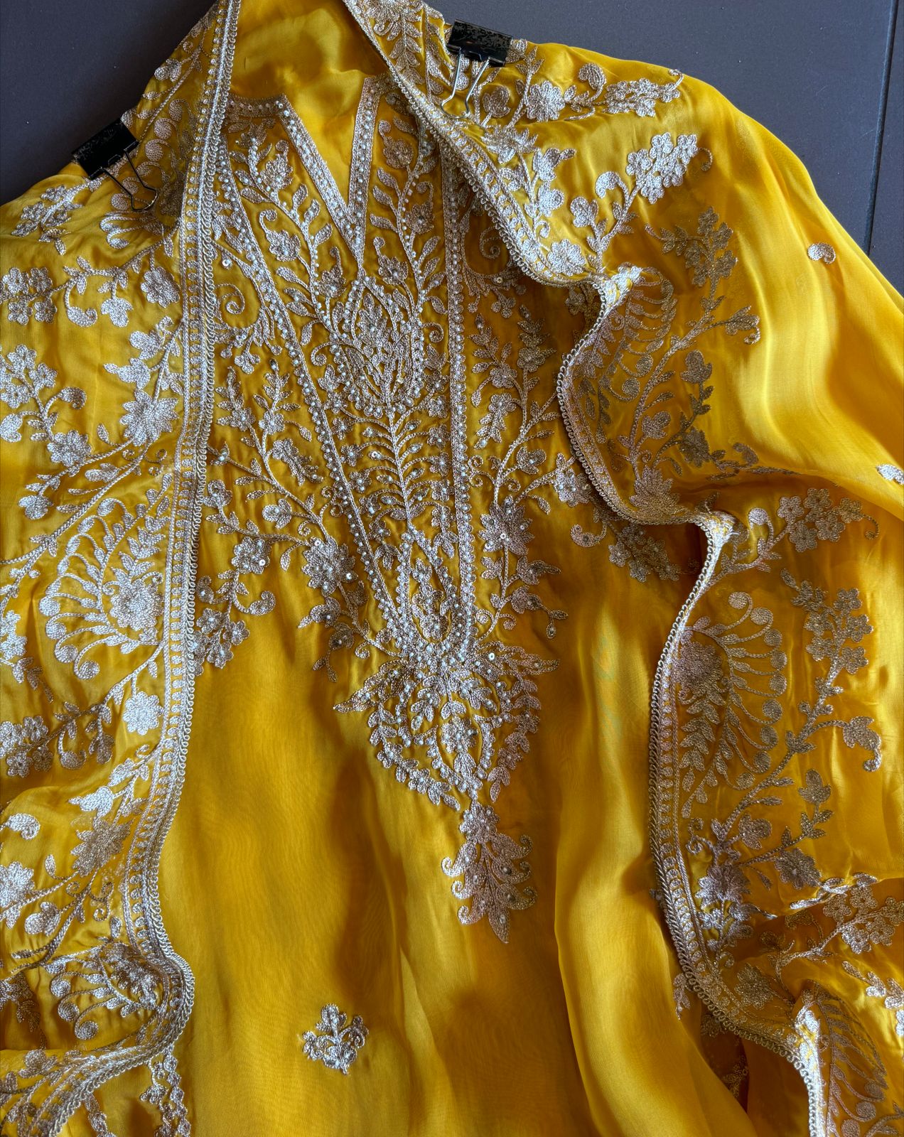 Soft organza Unstitched Suit piece with Aari work