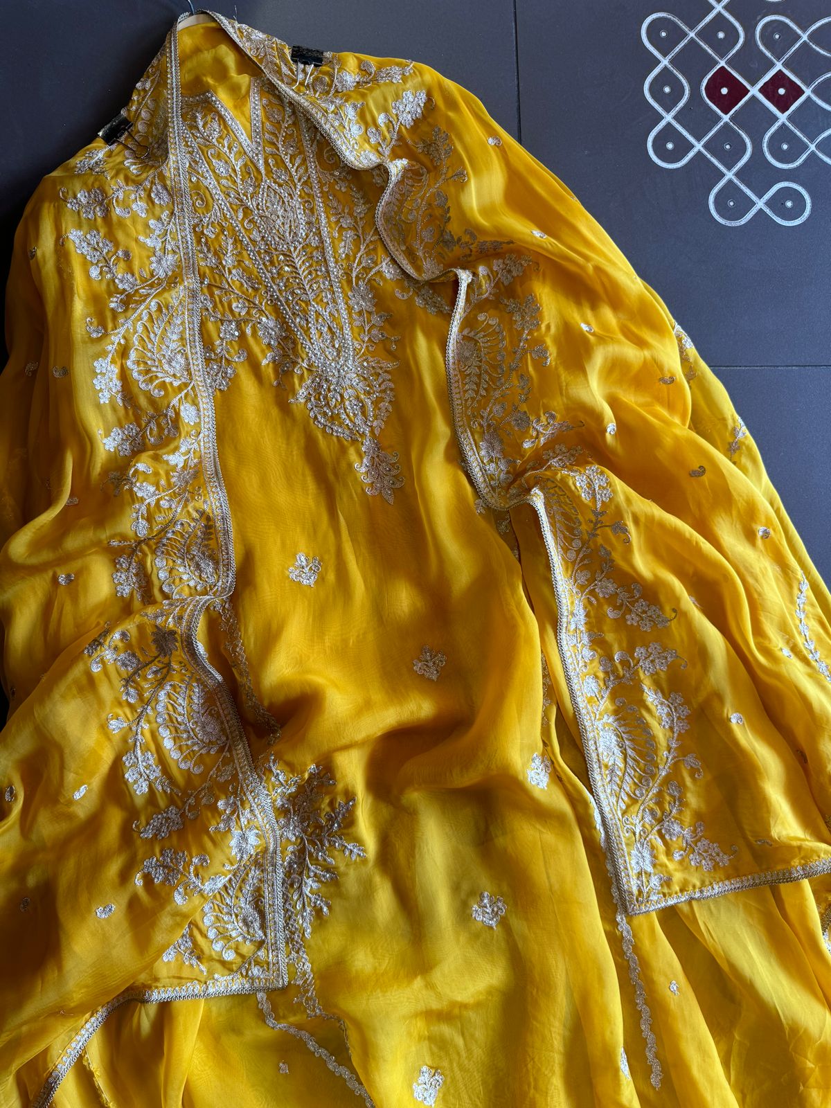 Soft organza Unstitched Suit piece with Aari work