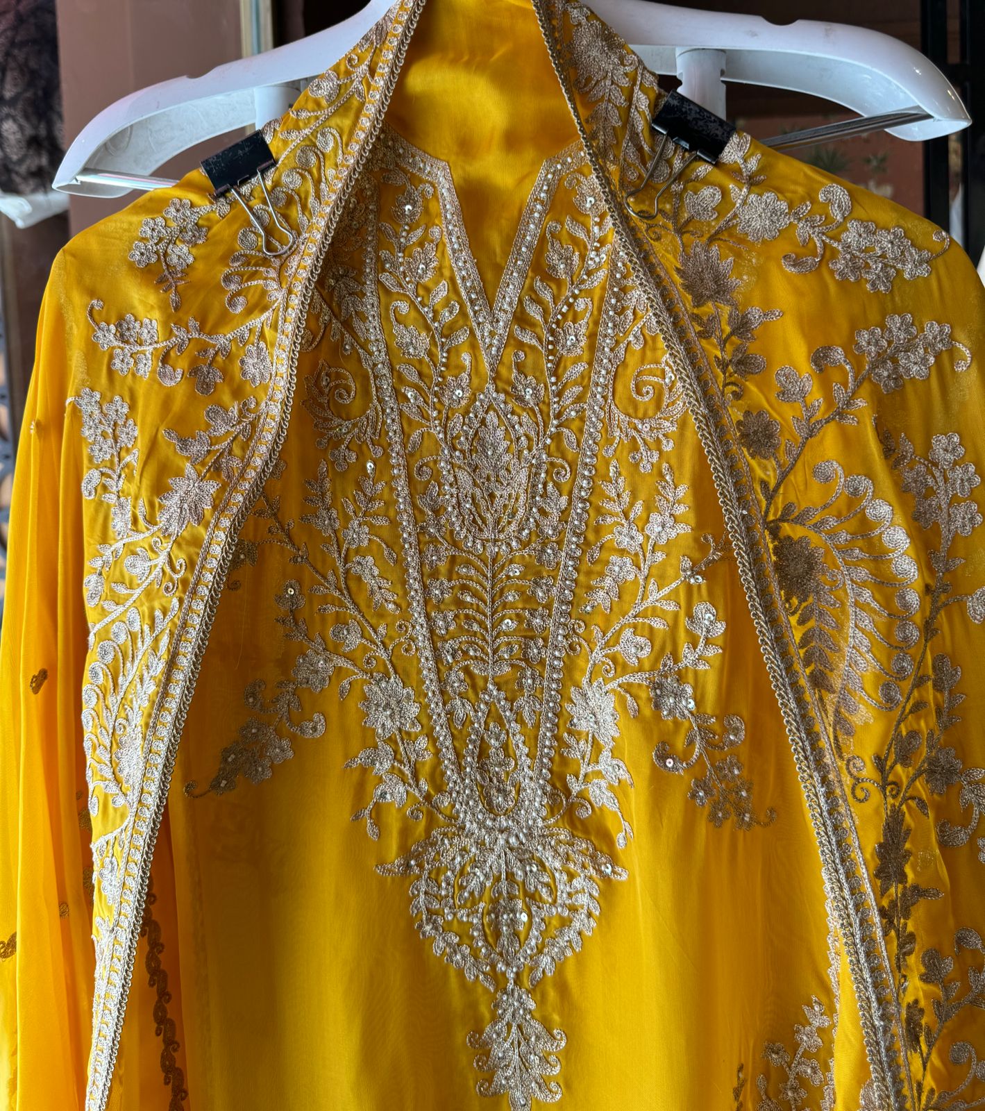 Soft organza Unstitched Suit piece with Aari work