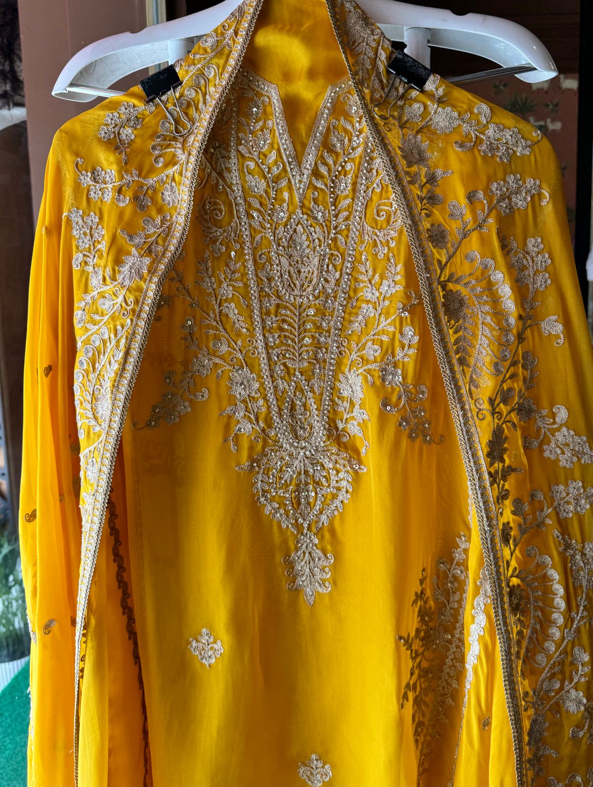 Soft organza Unstitched Suit piece with Aari work