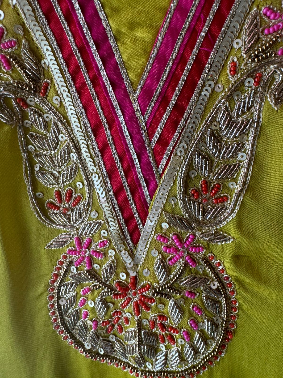 Satin silk Unstitched full size shirt with zardosi and Dabka