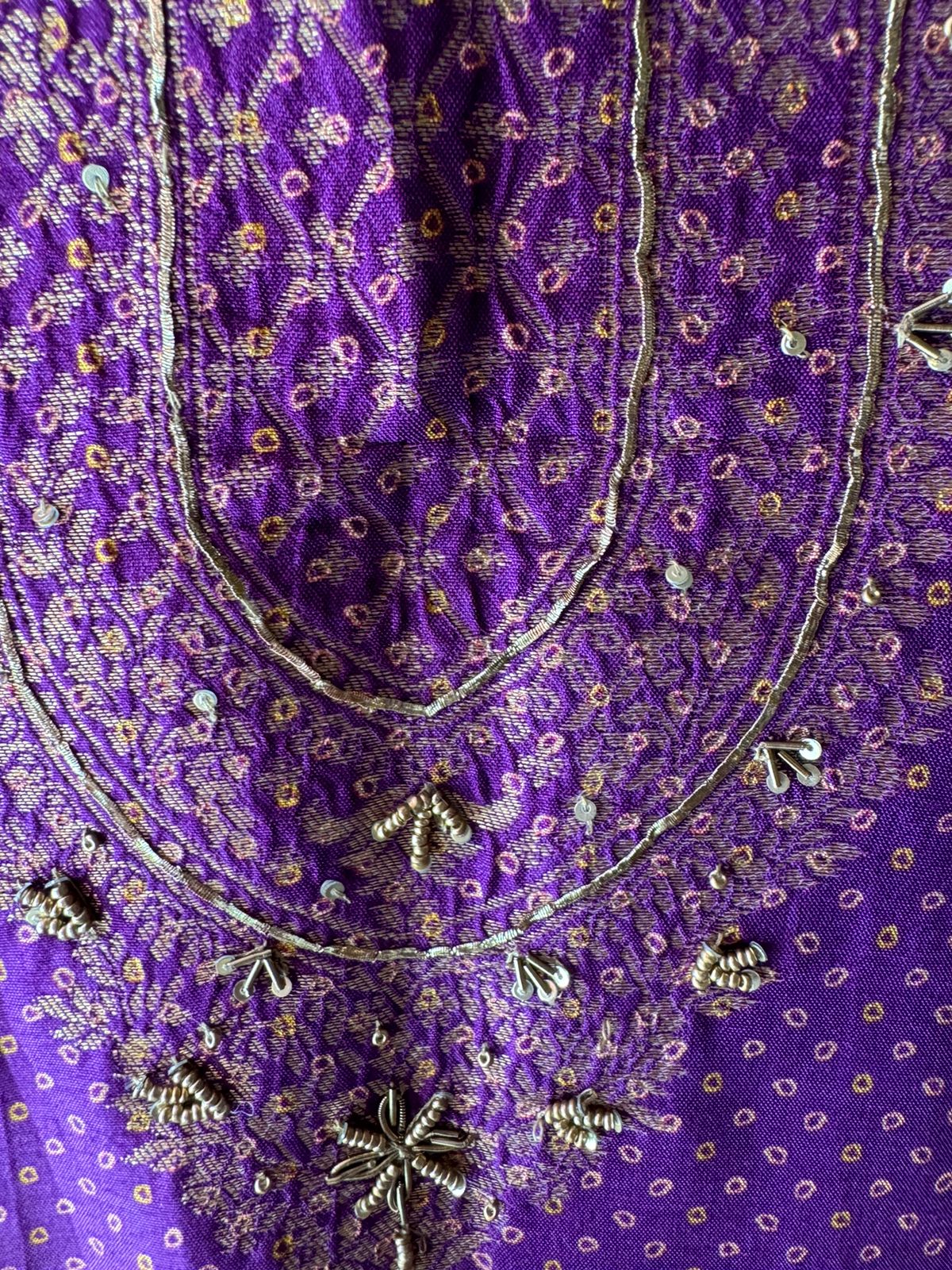 Pure Silk Unstitched shirts with bandhani print