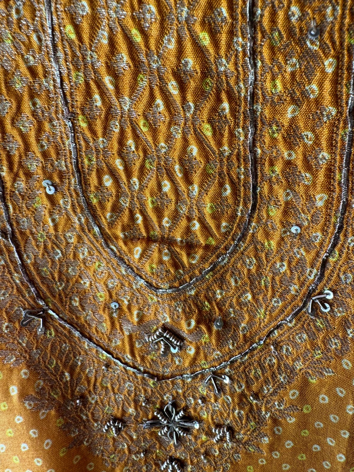 Pure Silk Unstitched shirts with bandhani print