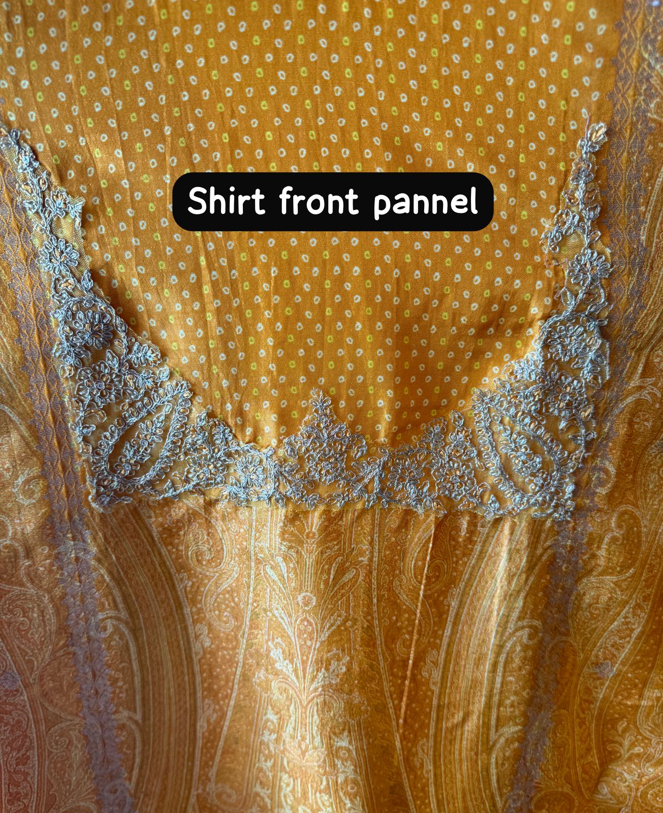 Pure Silk Unstitched shirts with bandhani print