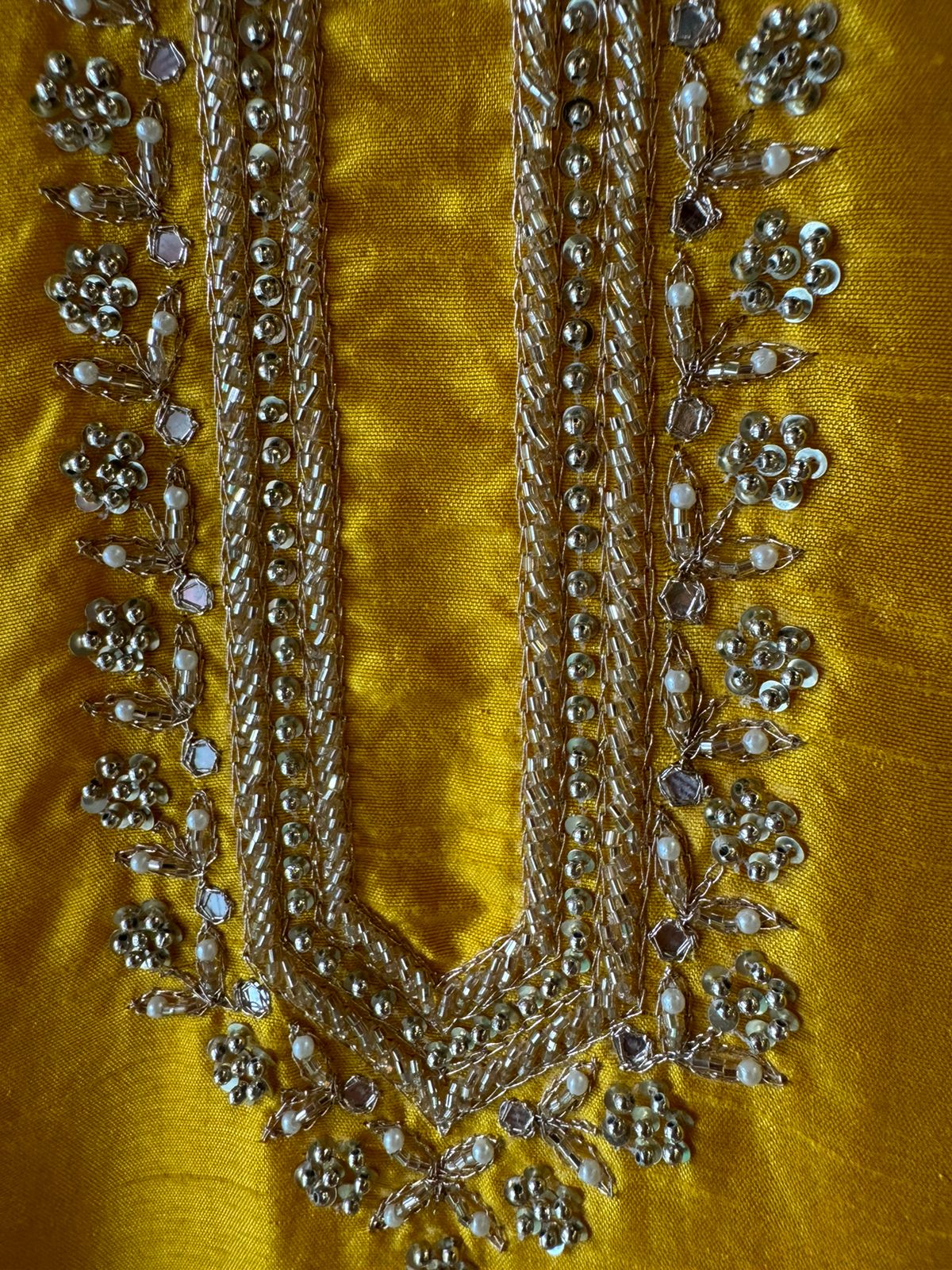 Pure Raw Silk Unstitched Kurta with beautiful nalki