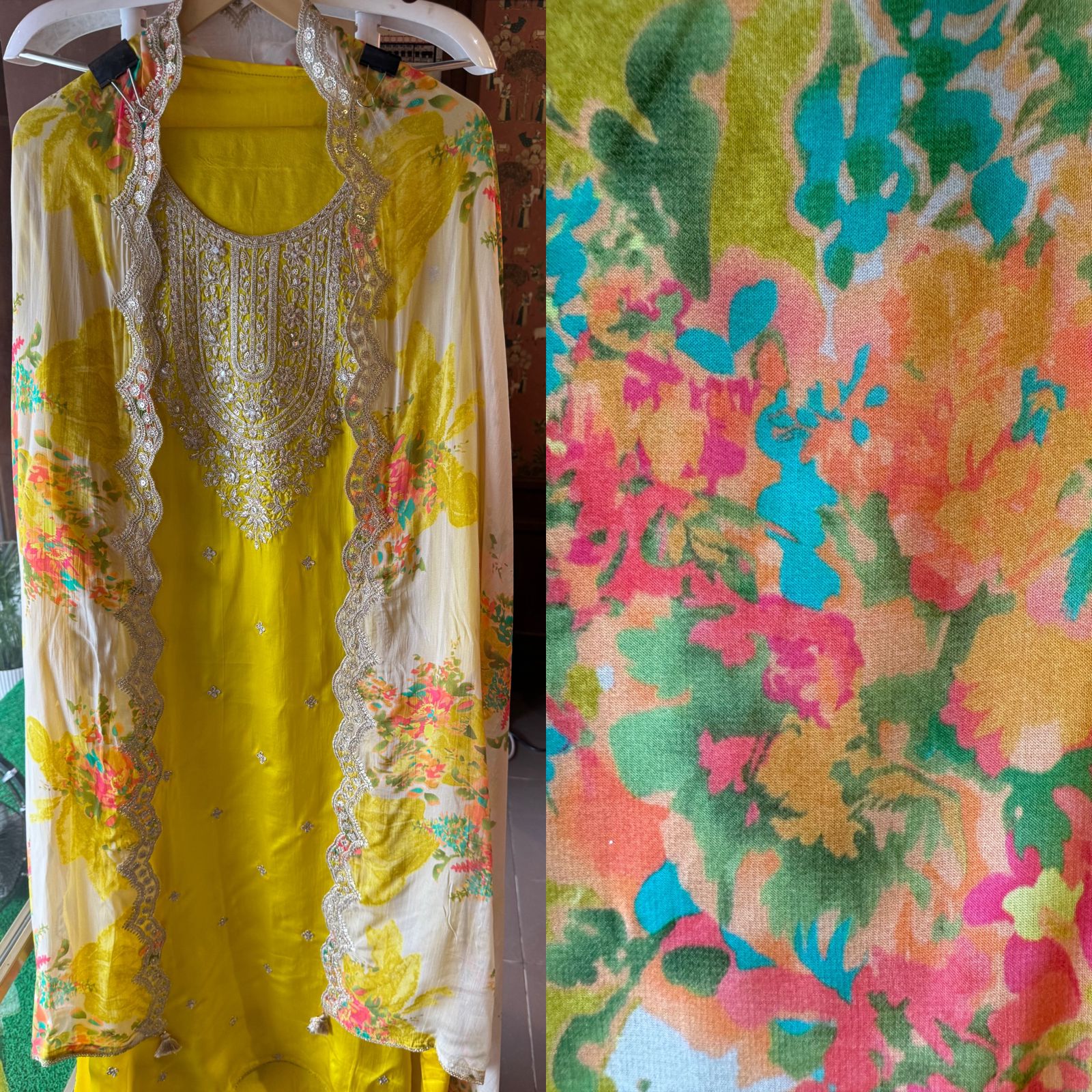 Pure satin silk unstitched shirt