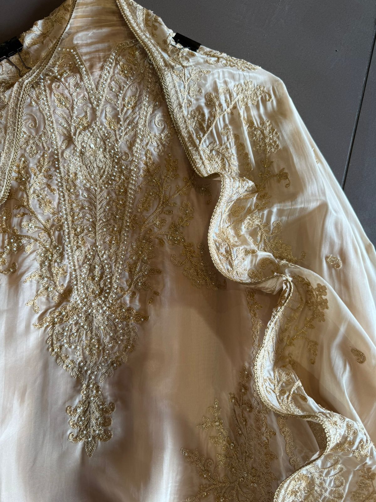 Soft organza tissue Unstitched Suit piece with Aari work