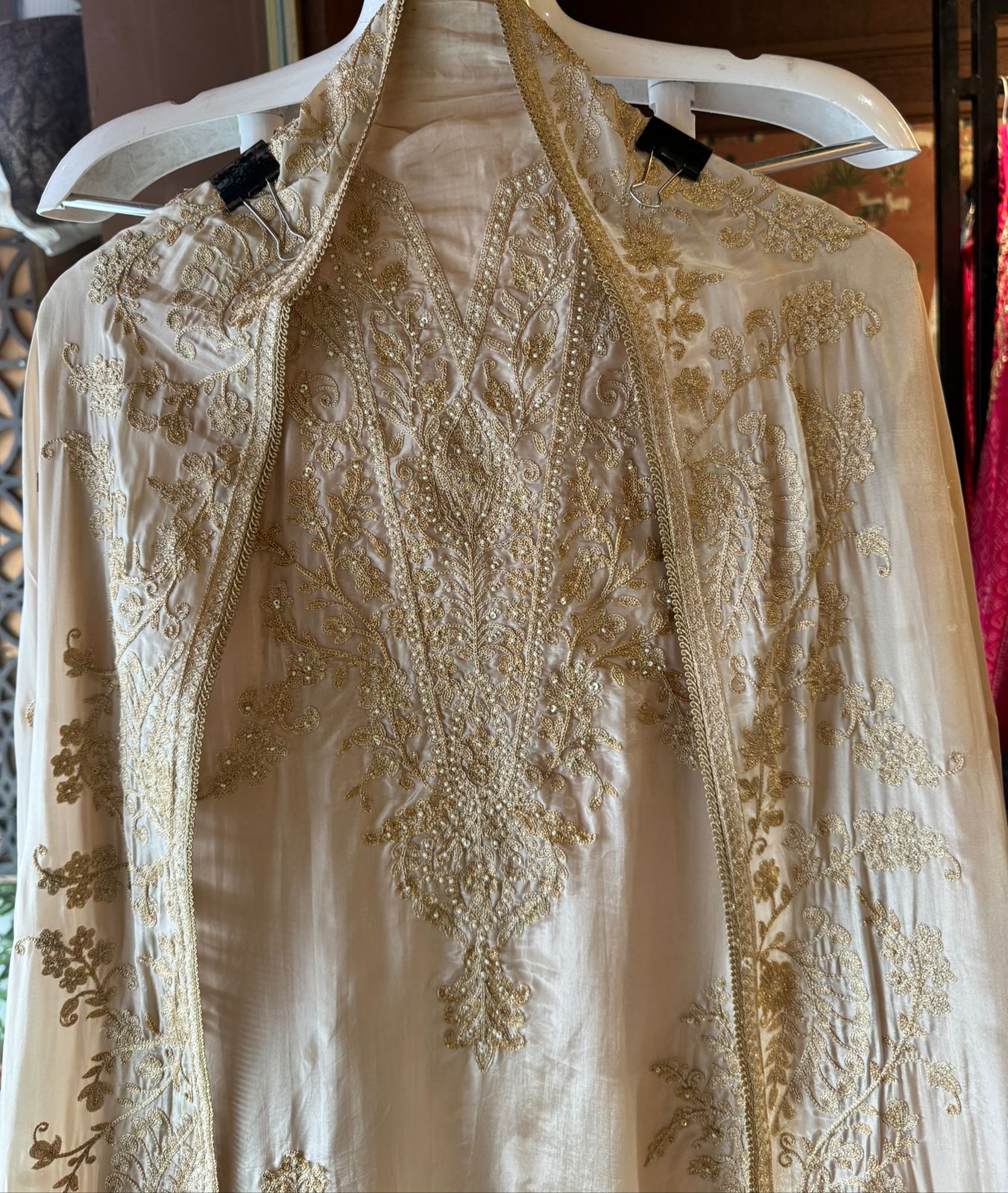 Soft organza tissue Unstitched Suit piece with Aari work