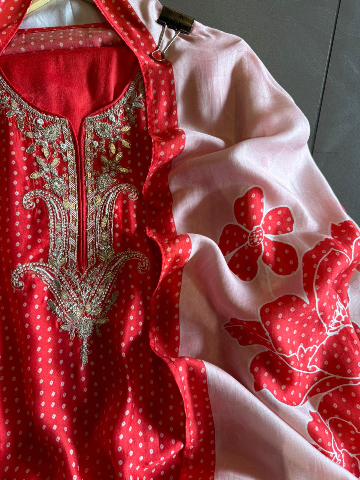 Pure Muslin silk Unstitched bandej printed shirt