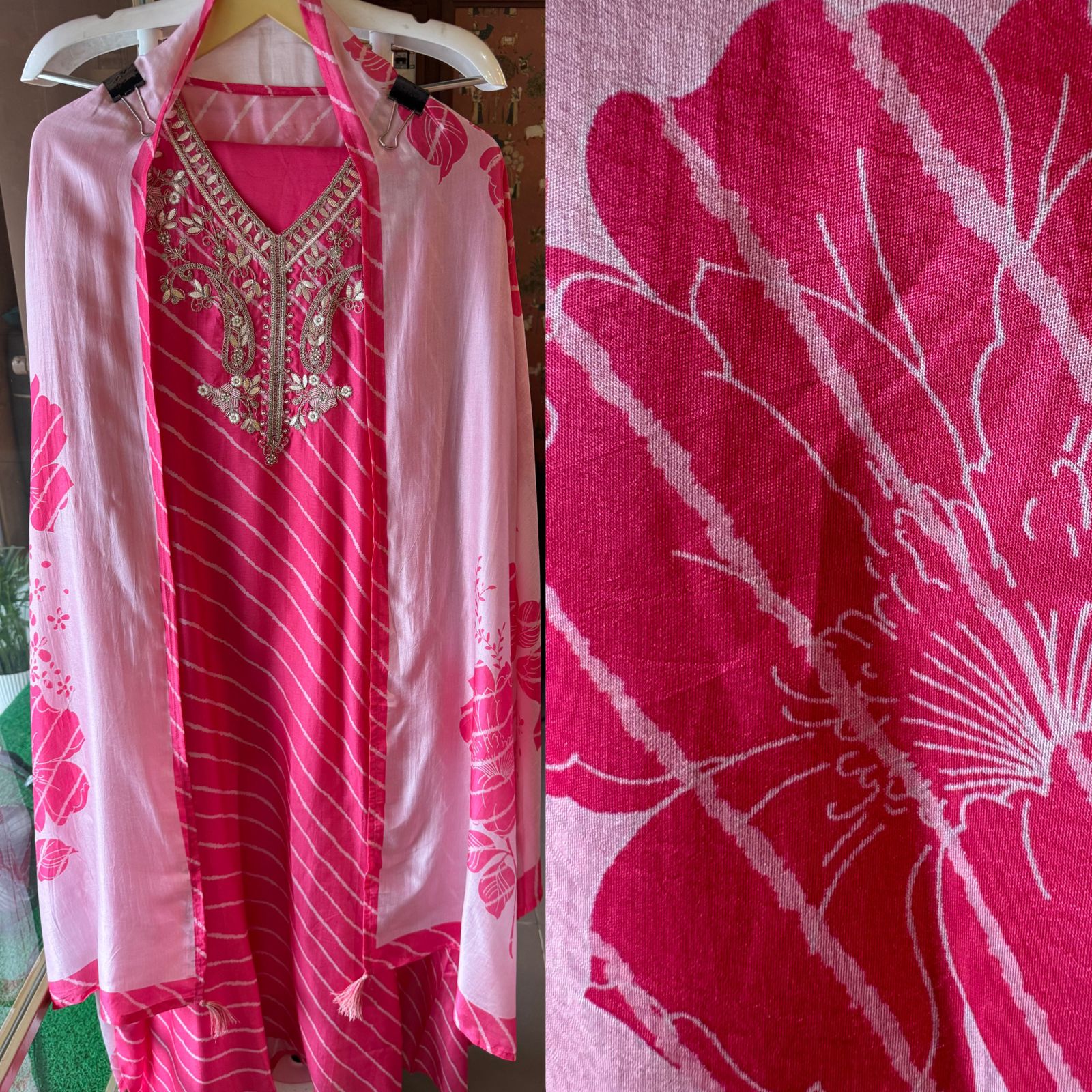 Pure Muslin silk Unstitched bandej printed