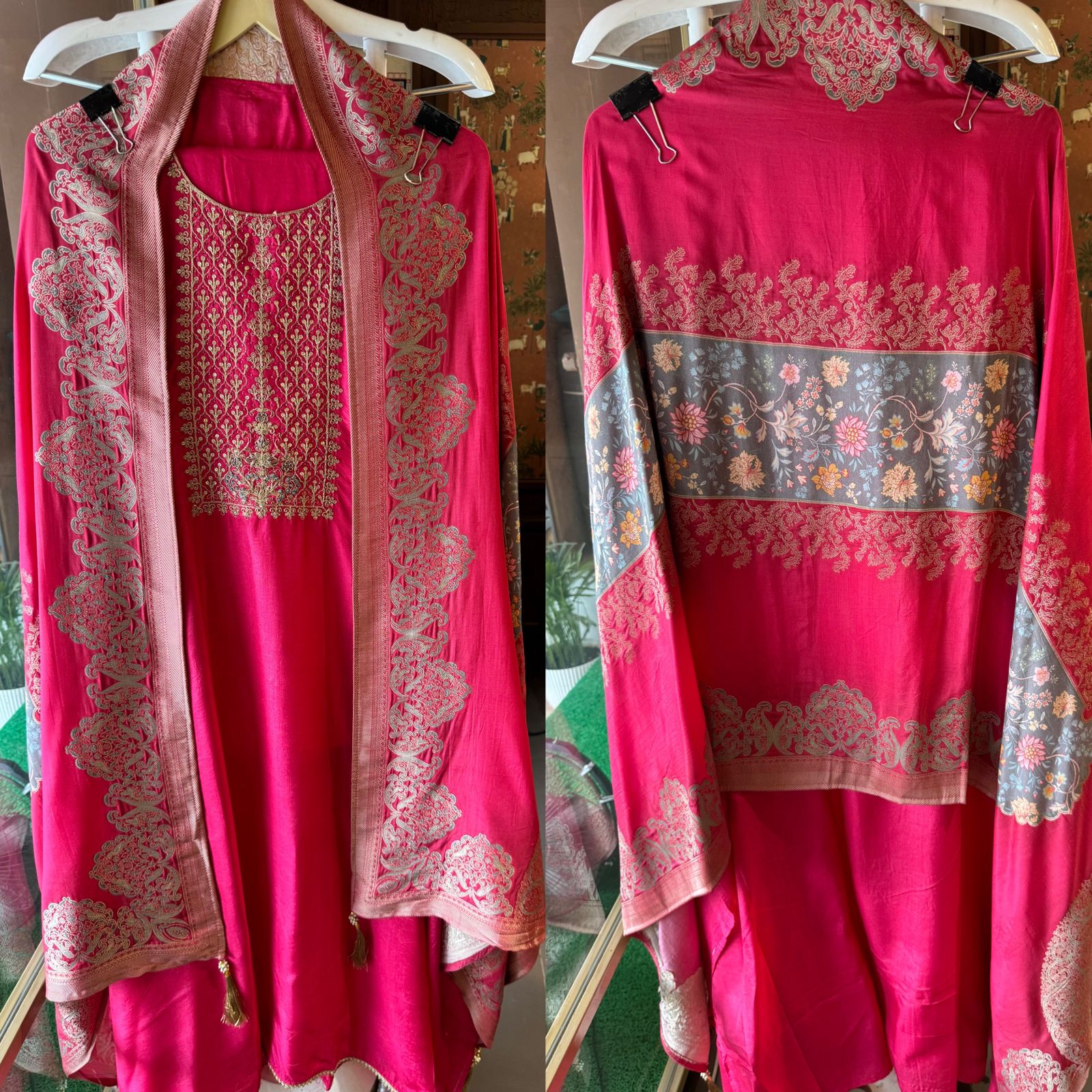 Pure Silk Shirt with designer Dori Neckwork done